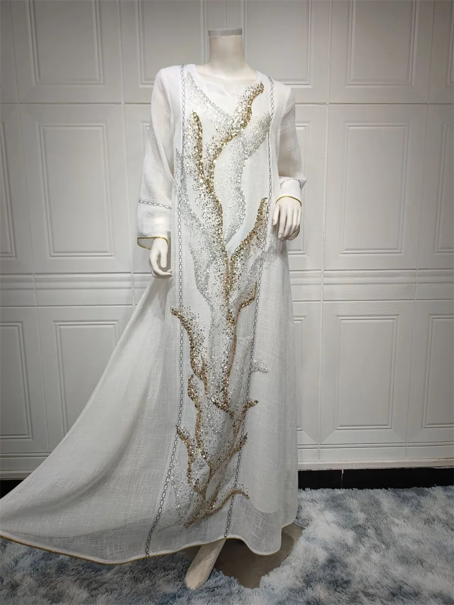 LX08 Eid abaya/ramadan abaya/ Eid dresses Dubai Luxury Evening Dress with Sequins Embroidery