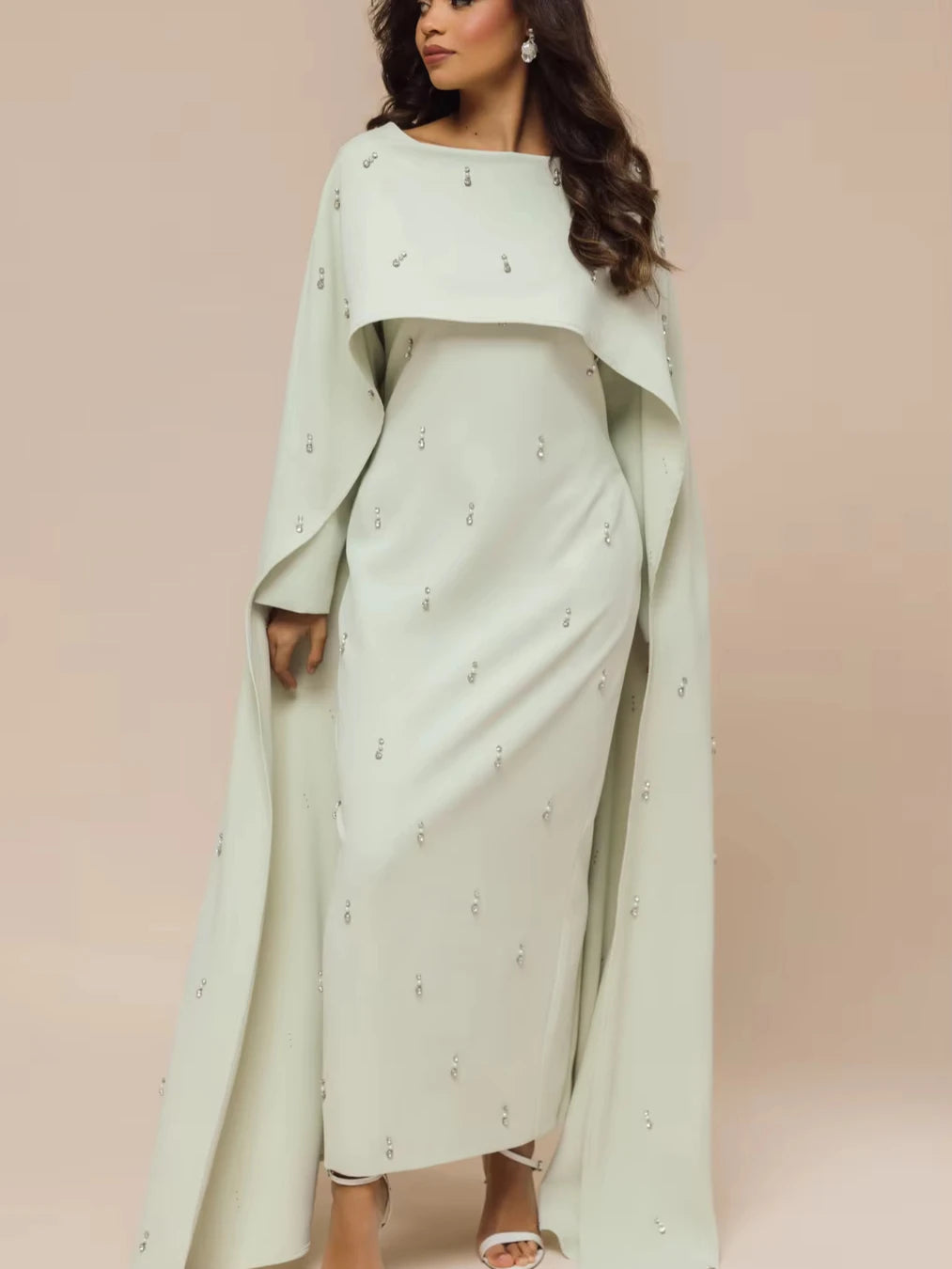 Noor Crystal Cape Abaya-Eid & Ramadan Modest Long Dress (LX30)