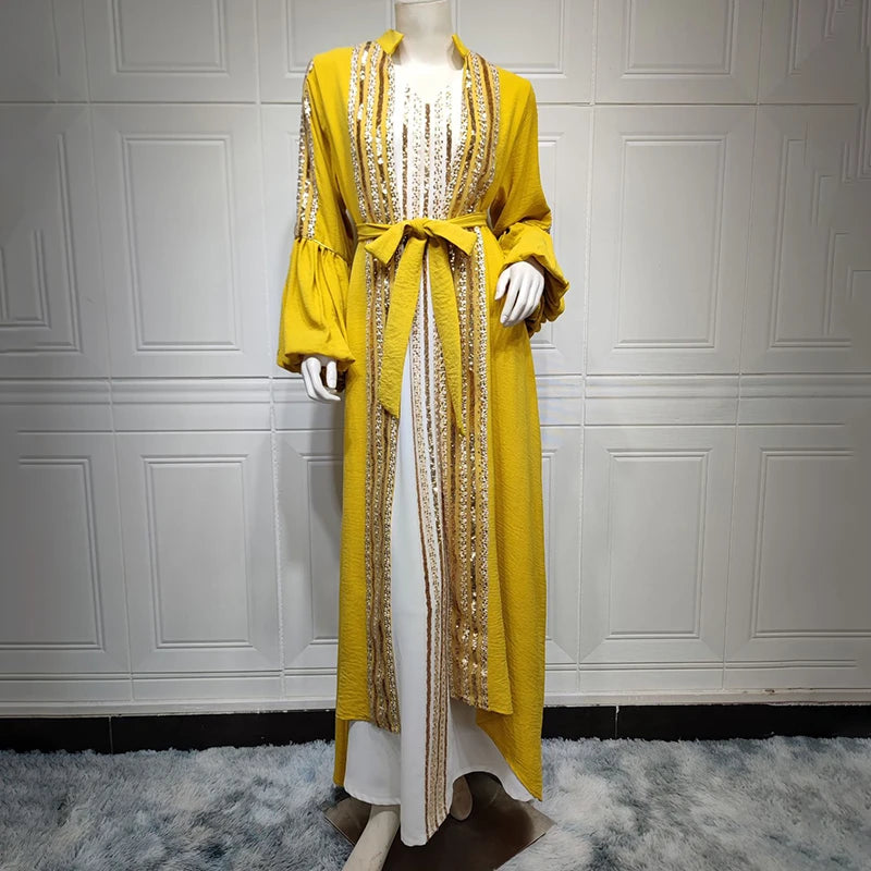 Royal Elegance Sequin Embroidered Abaya – Eid & Ramadan Modest Long Dress (LX14)