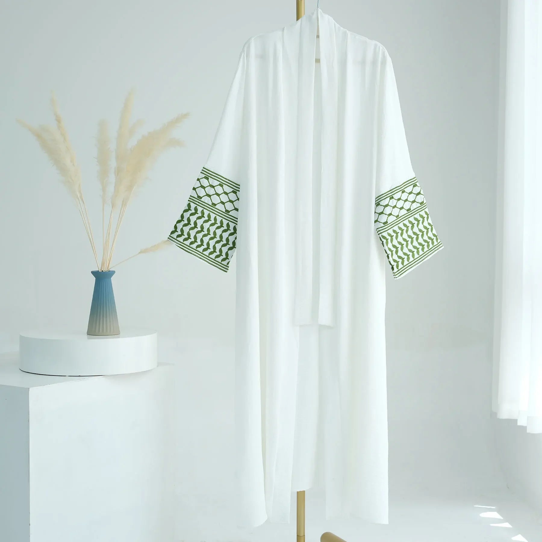 Palestinian Style Embroidered Elegance Open Abaya - Daily and Ramadan Modest Long Dress (D1)