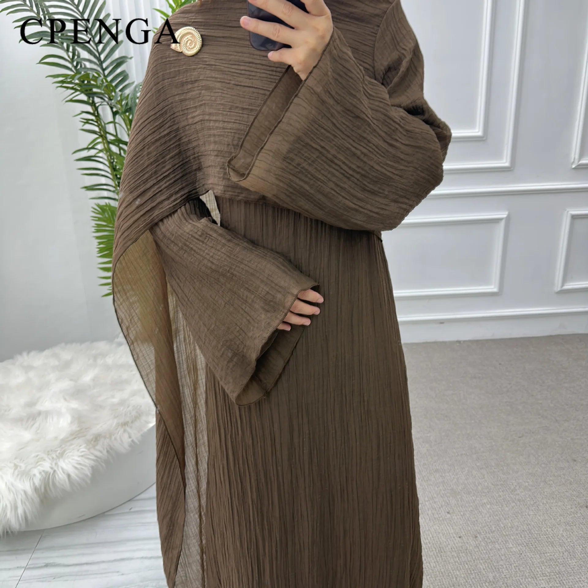 Lina Textured Abaya – Eid & Ramadan Modest Long Dress (LXL8)