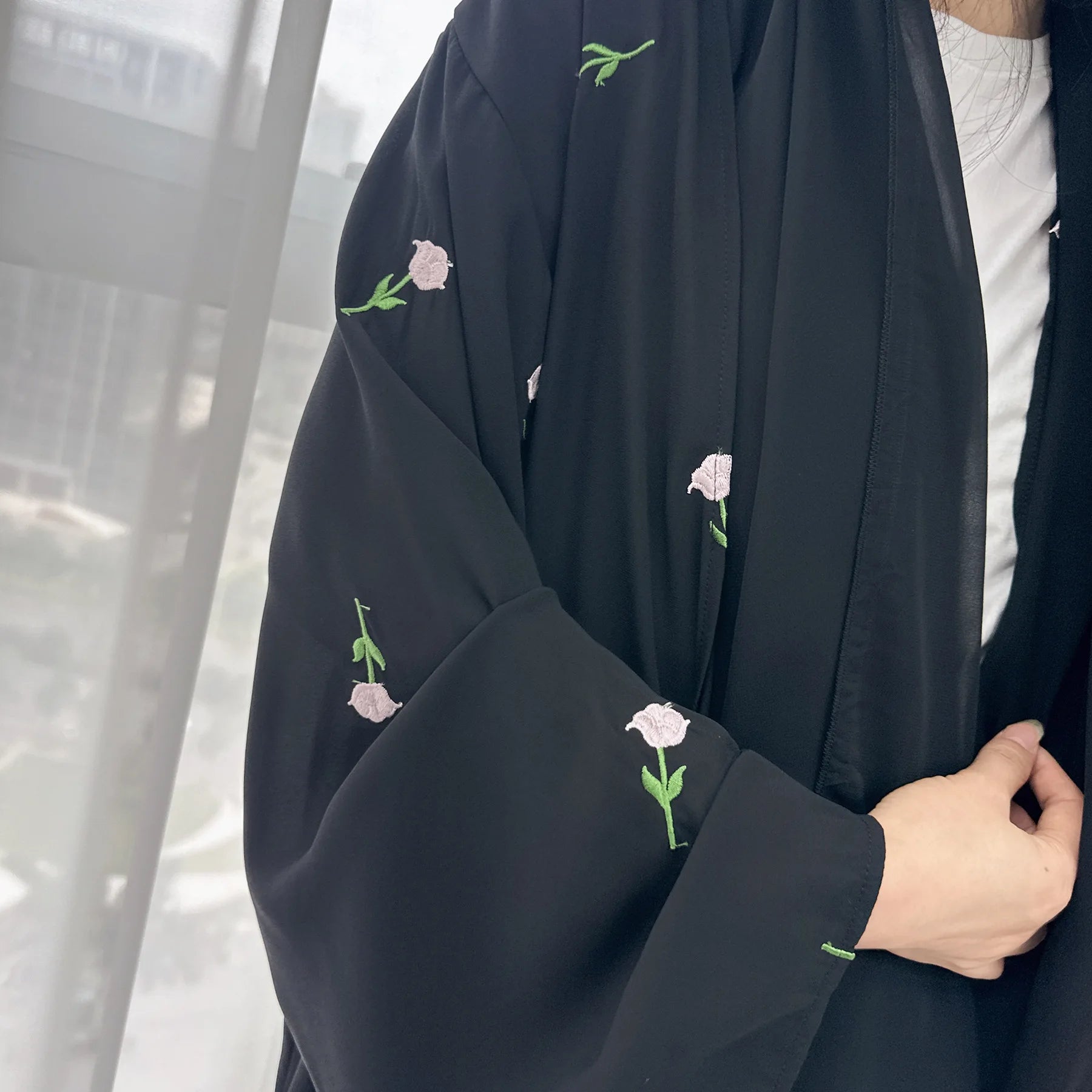 EG10 Eid abaya/ramadan abaya/ Eid dresses Flower Embroidery Two-Piece Abaya Set