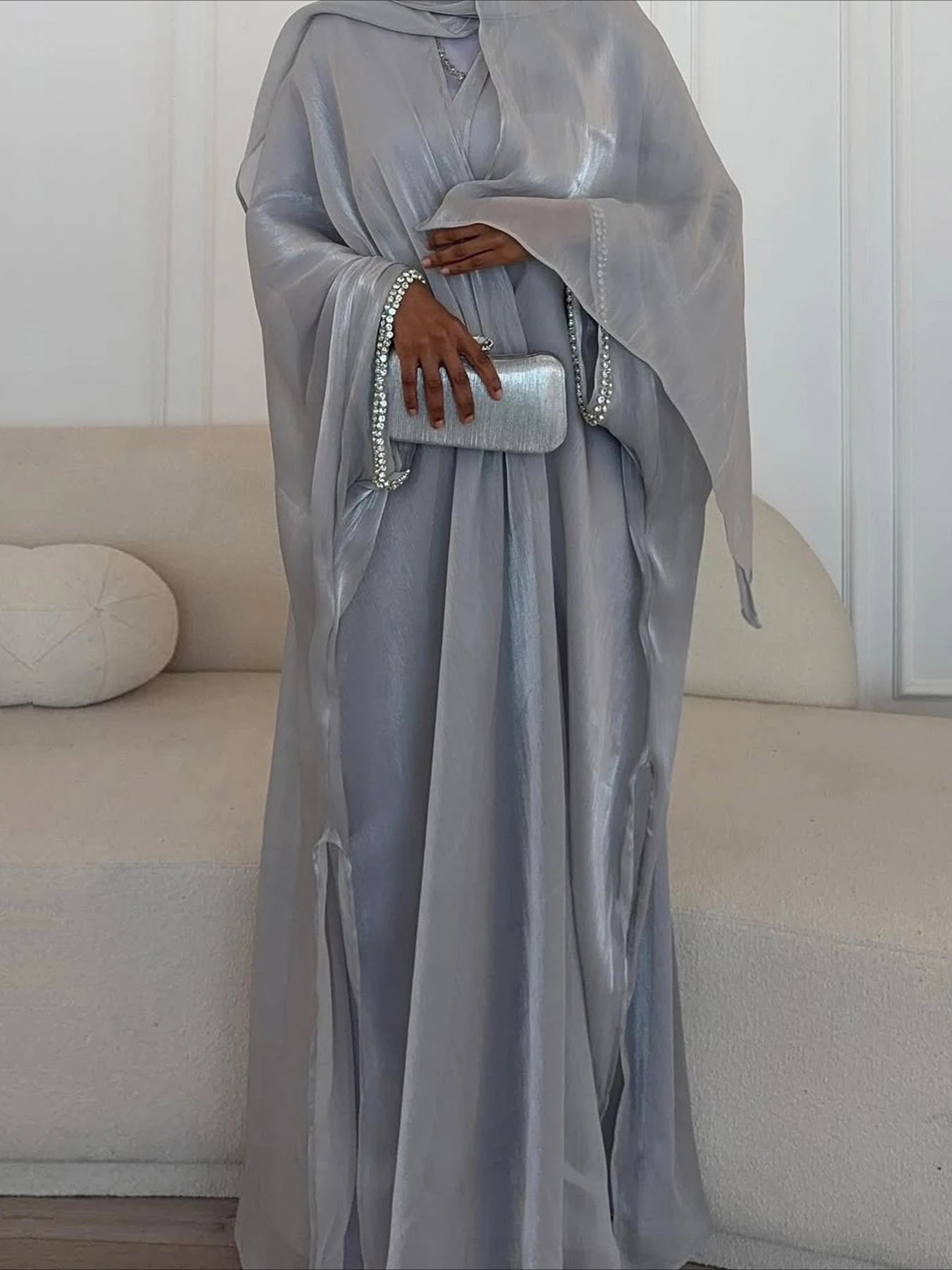 Malaika Luxe Satin Abaya Set – Eid & Ramadan Modest Long Dress (LXM8)