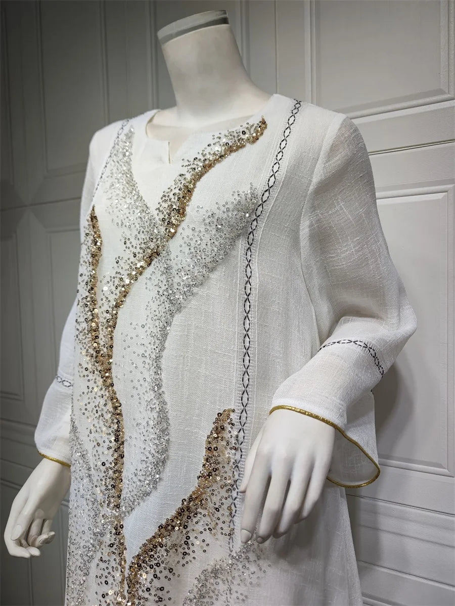 LX08 Eid abaya/ramadan abaya/ Eid dresses Dubai Luxury Evening Dress with Sequins Embroidery