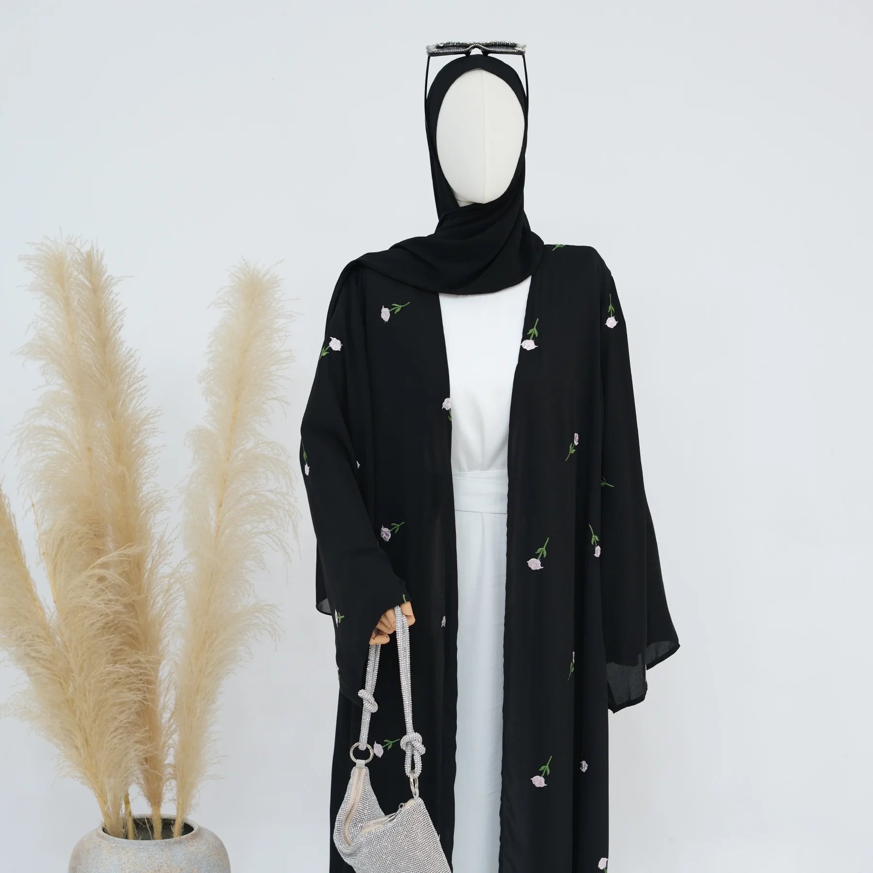 EG10 Eid abaya/ramadan abaya/ Eid dresses Flower Embroidery Two-Piece Abaya Set