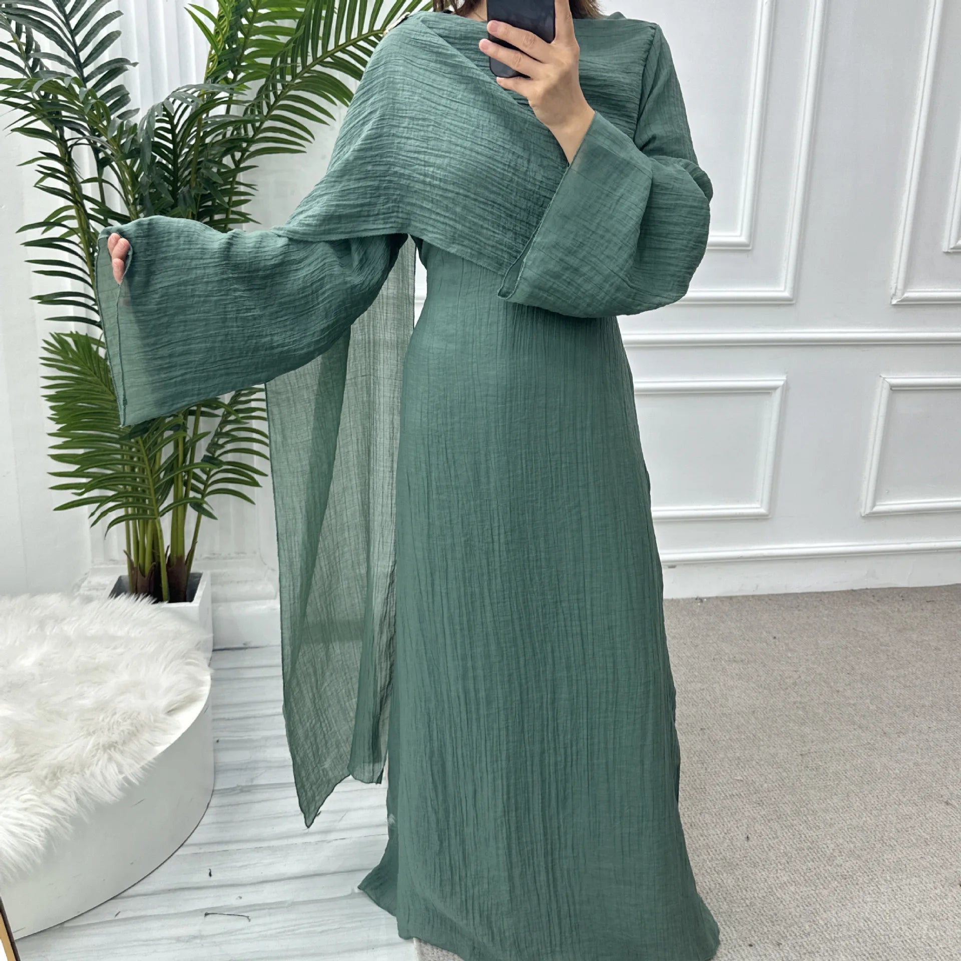 Lina Textured Abaya – Eid & Ramadan Modest Long Dress (LXL8)