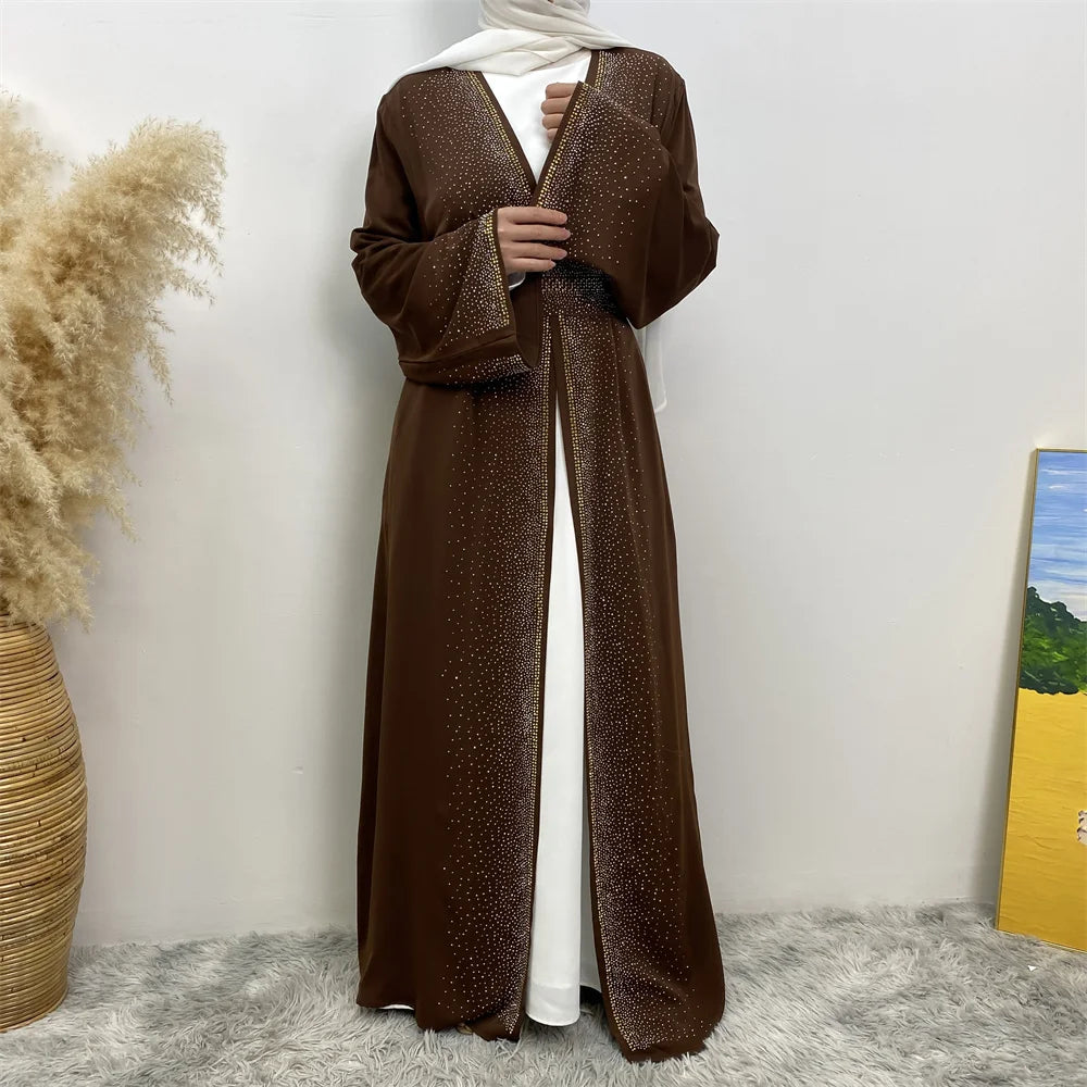 EG23 Eid abaya/ramadan abaya/ Eid dresses Stardust Elegance 3-Piece Abaya Set with Diamond Fade Sleeves