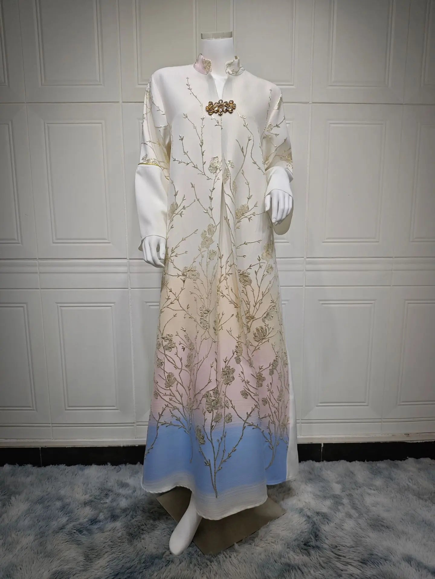 Korean Royal Bloom Abaya - Eid & Ramadan Modest Long Dress (K1)
