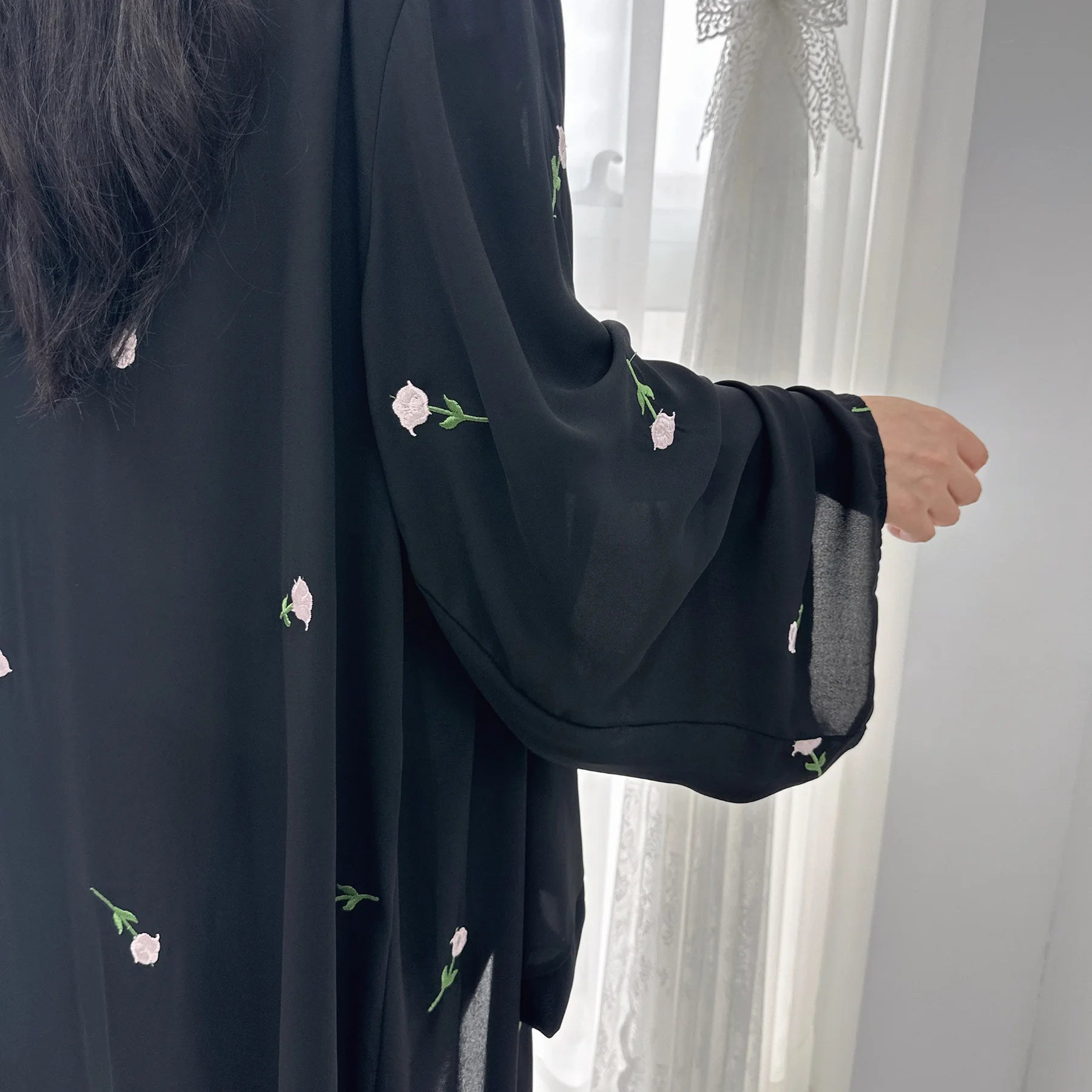 EG10 Eid abaya/ramadan abaya/ Eid dresses Flower Embroidery Two-Piece Abaya Set