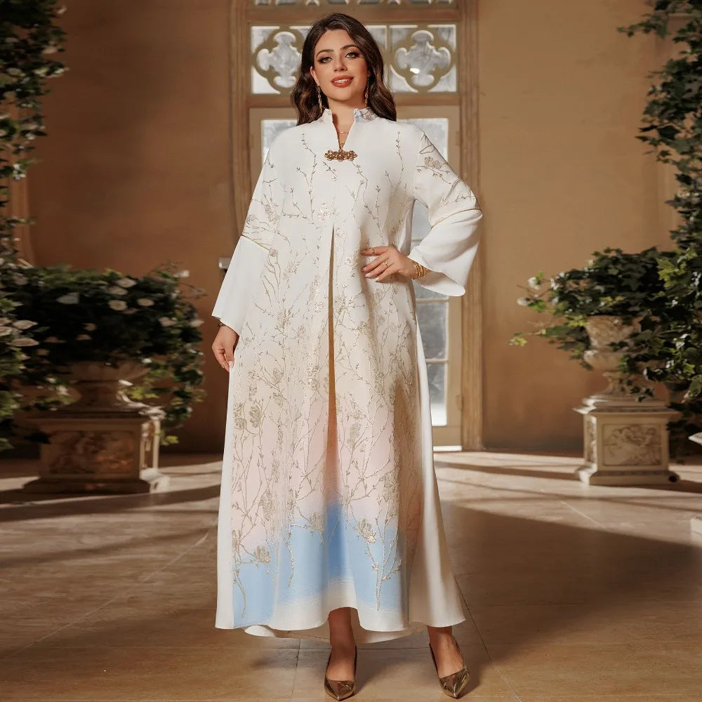Korean Royal Bloom Abaya - Eid & Ramadan Modest Long Dress (K1)