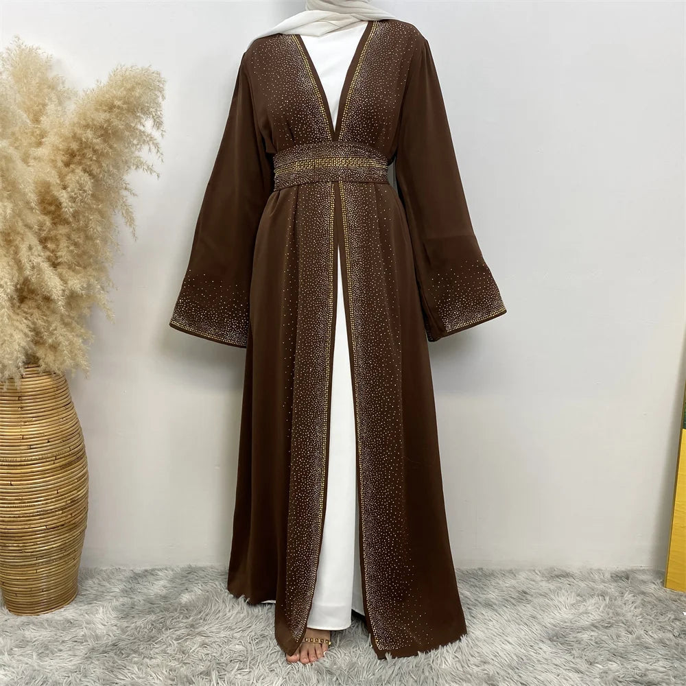 EG23 Eid abaya/ramadan abaya/ Eid dresses Stardust Elegance 3-Piece Abaya Set with Diamond Fade Sleeves