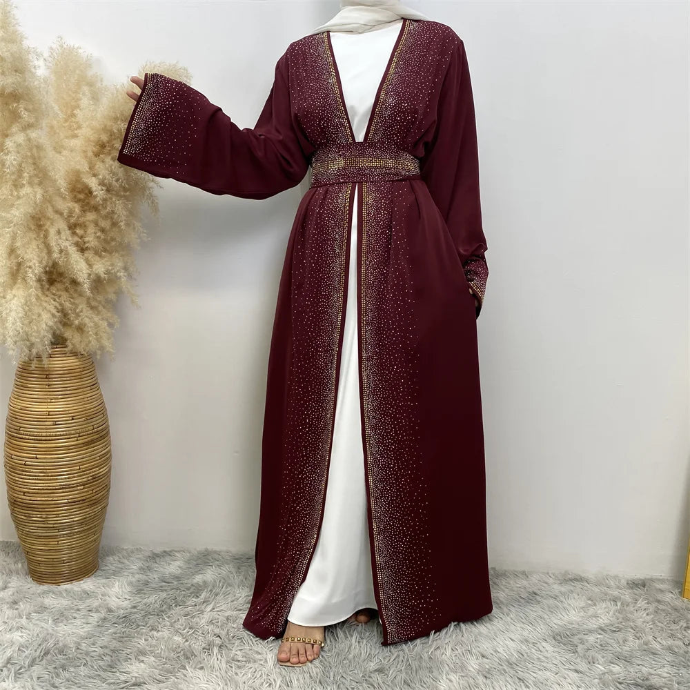 EG23 Eid abaya/ramadan abaya/ Eid dresses Stardust Elegance 3-Piece Abaya Set with Diamond Fade Sleeves