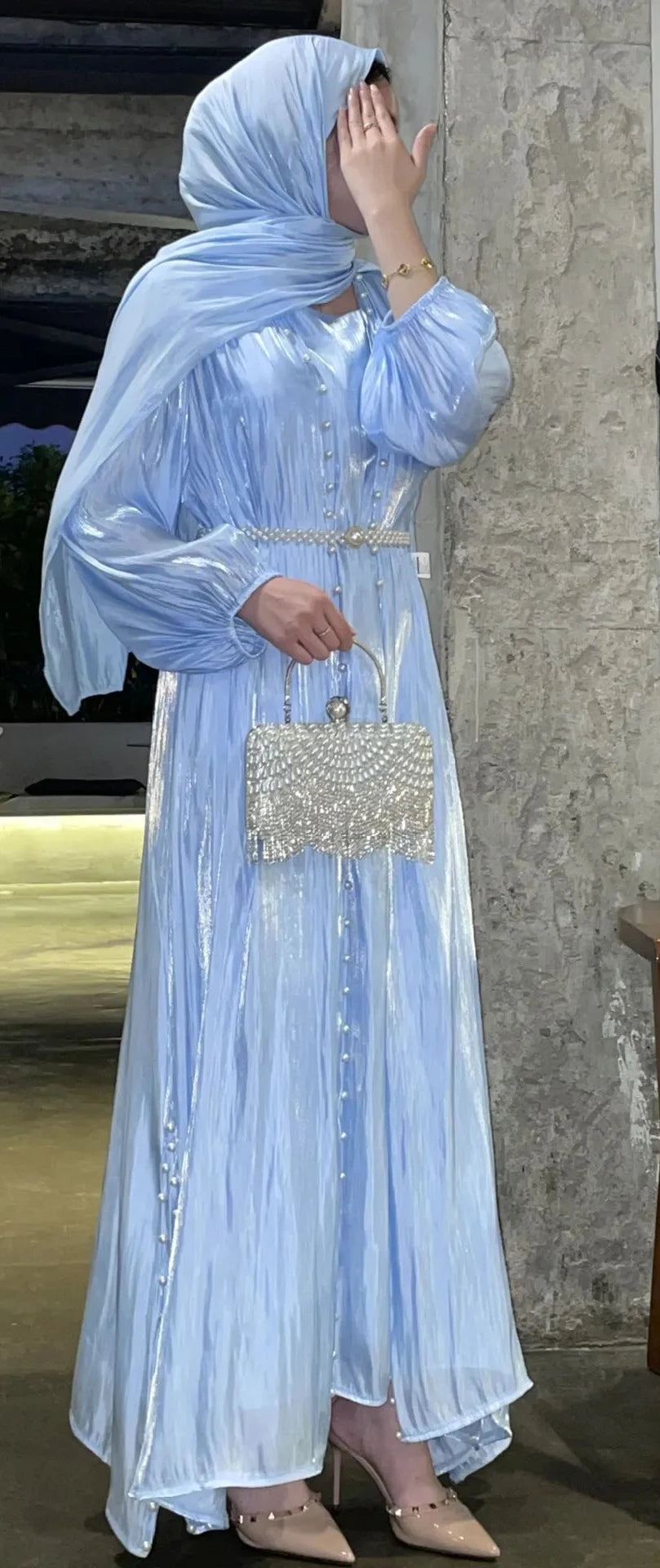 Elegant five-piece abaya outfit for Eid and evening events – modest fashion