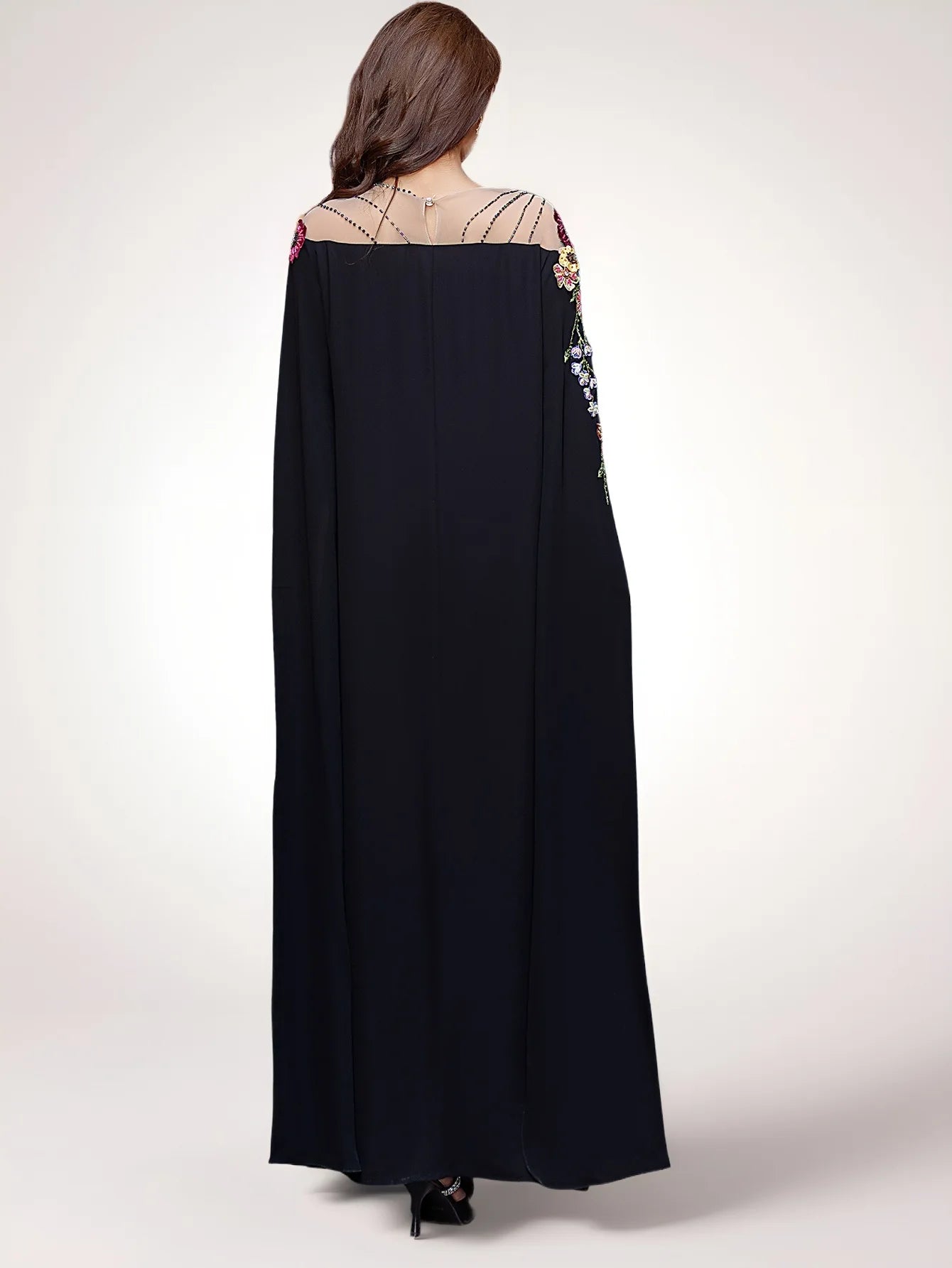 Floral Cascade Evening Abaya – Eid & Ramadan Modest Long Dress (LXF8)