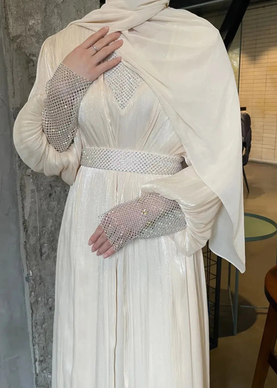Shimmering Evening Abaya Eid & Ramadan Modest Long Dress (LX02) Shimmering Evening Abaya Eid & Ramadan Modest Long Dress (LX02)