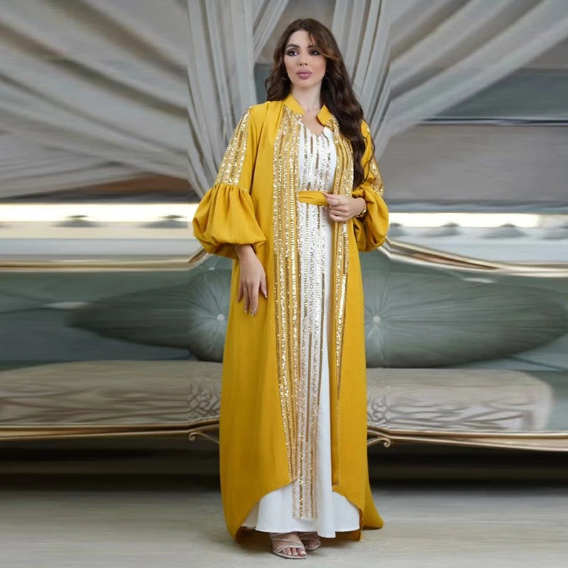 Royal Elegance Sequin Embroidered Abaya – Eid & Ramadan Modest Long Dress (LX14)