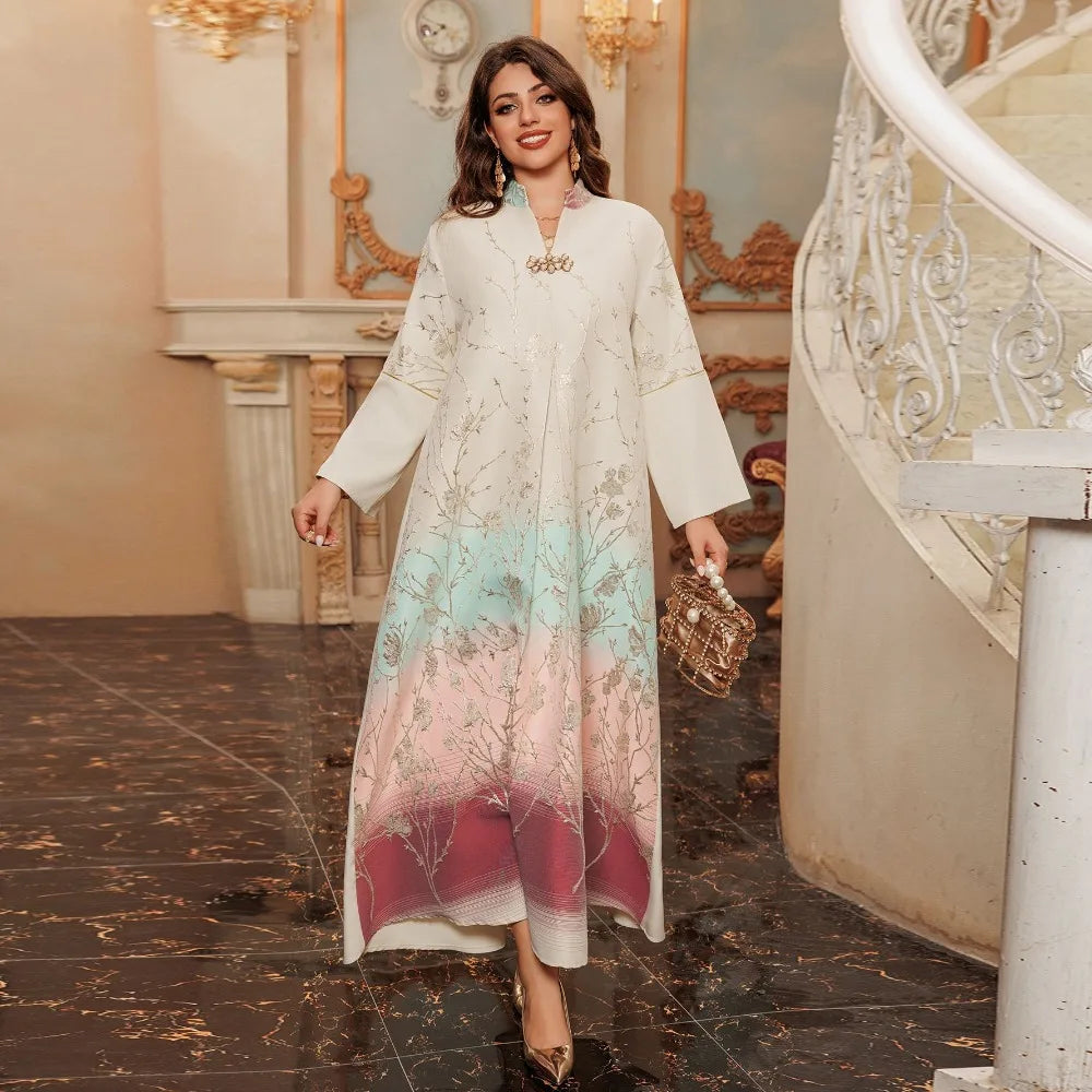 Korean Royal Bloom Abaya - Eid & Ramadan Modest Long Dress (K1)