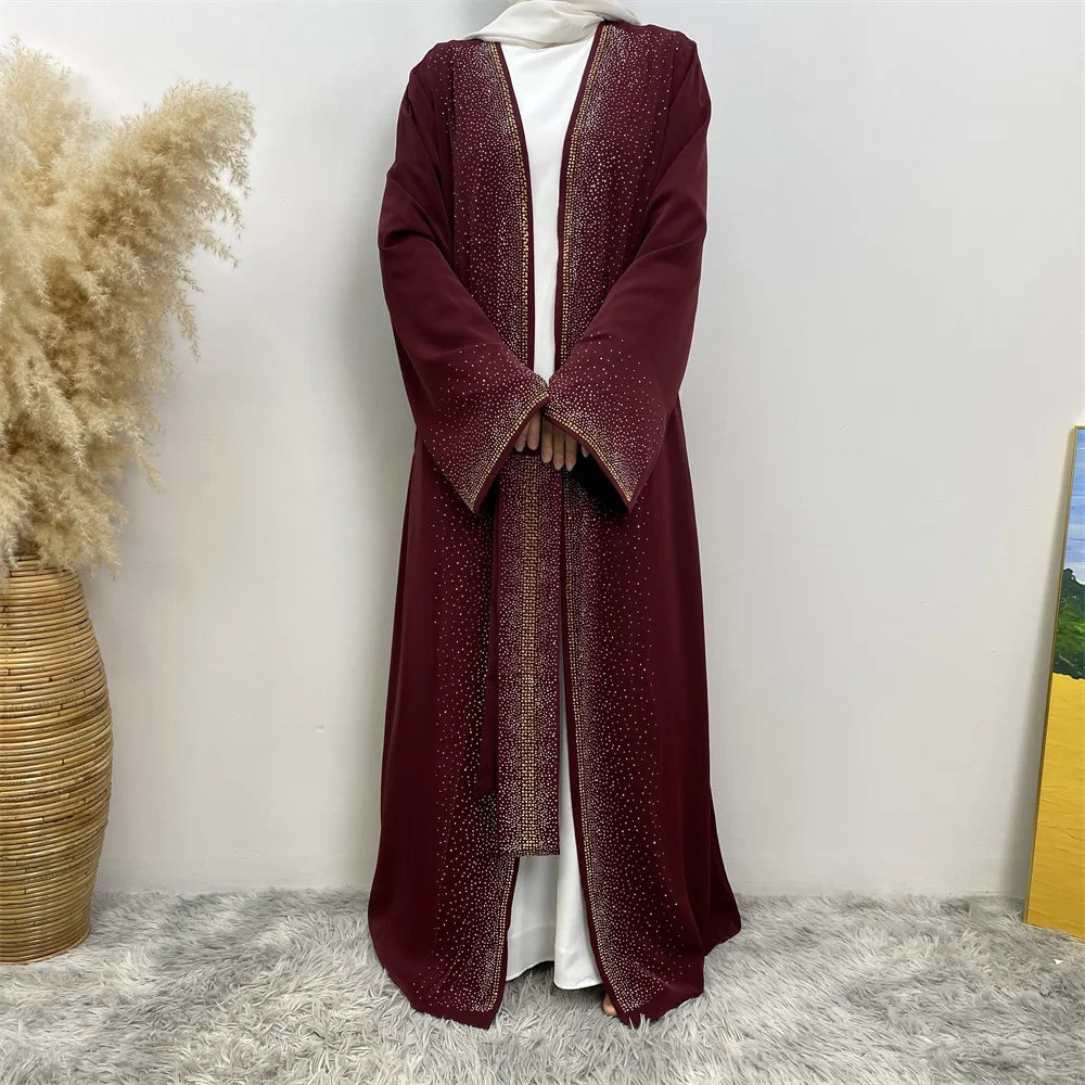 EG23 Eid abaya/ramadan abaya/ Eid dresses Stardust Elegance 3-Piece Abaya Set with Diamond Fade Sleeves