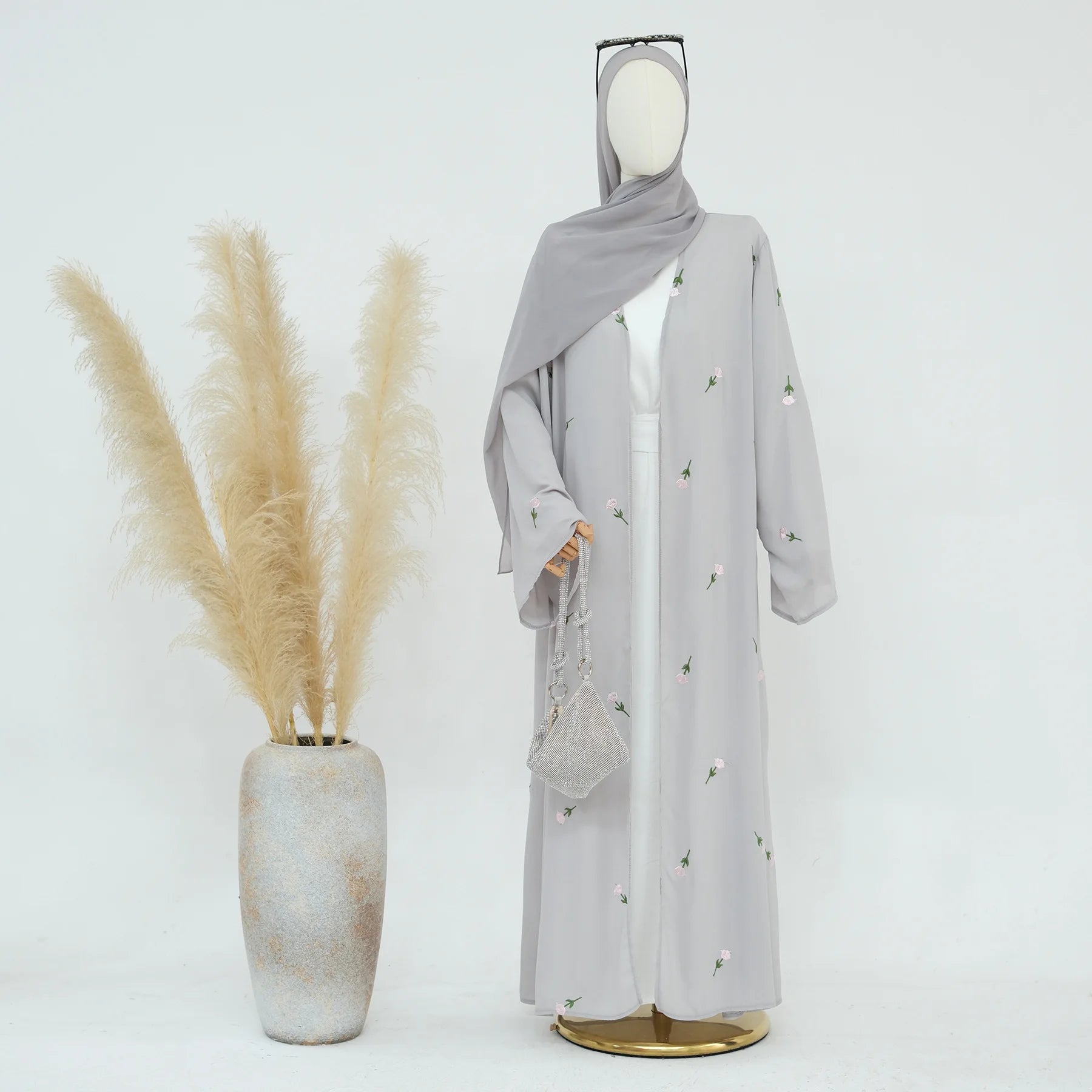 EG10 Eid abaya/ramadan abaya/ Eid dresses Flower Embroidery Two-Piece Abaya Set