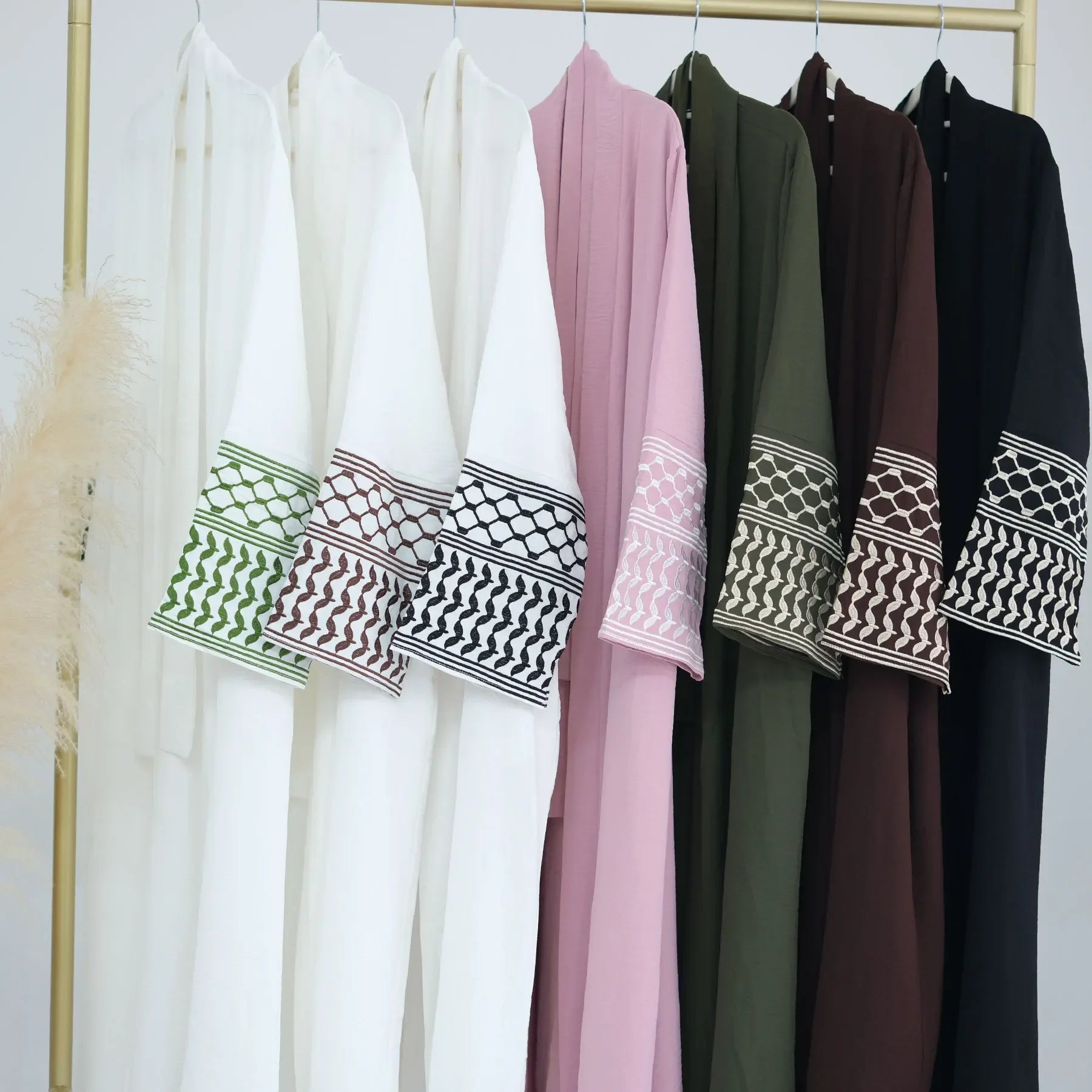 Palestinian Style Embroidered Elegance Open Abaya - Daily and Ramadan Modest Long Dress (D1)
