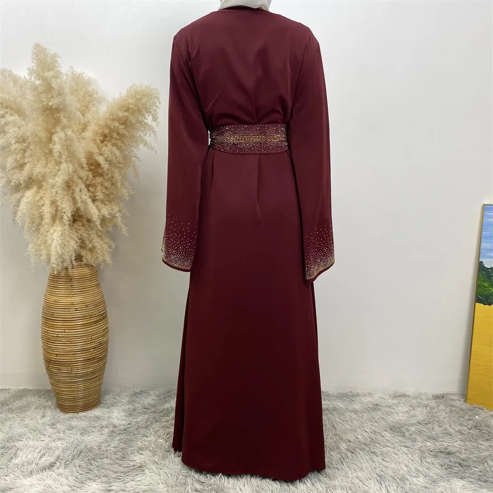 EG23 Eid abaya/ramadan abaya/ Eid dresses Stardust Elegance 3-Piece Abaya Set with Diamond Fade Sleeves