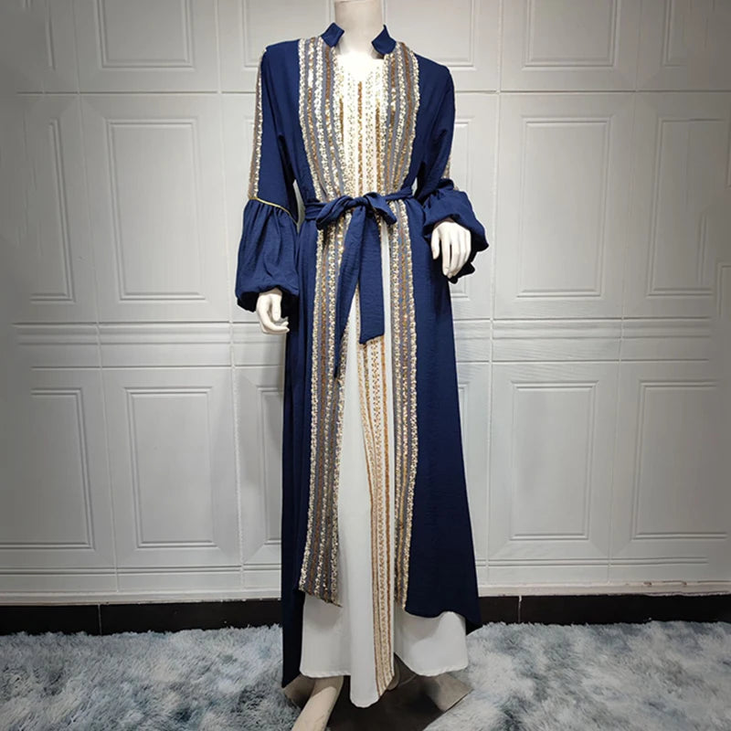 Royal Elegance Sequin Embroidered Abaya – Eid & Ramadan Modest Long Dress (LX14)
