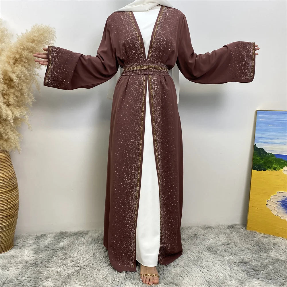 EG23 Eid abaya/ramadan abaya/ Eid dresses Stardust Elegance 3-Piece Abaya Set with Diamond Fade Sleeves