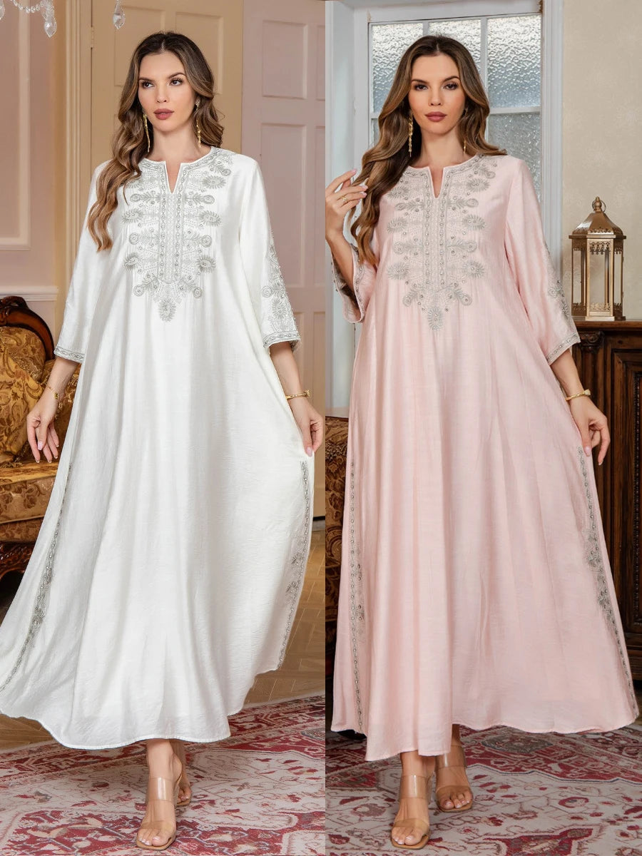 Dandelion Glow Embroidered Abaya– Eid & Ramadan Modest Long Dress (LX24)
