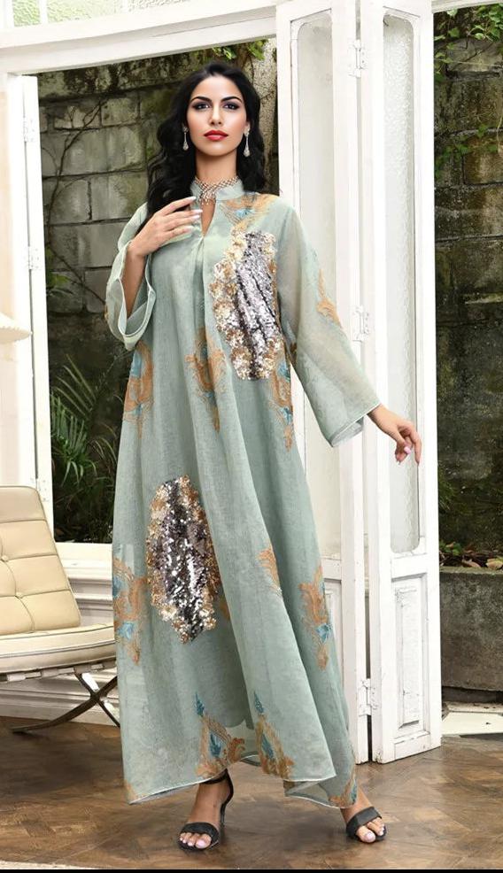 sequin abaya dress Gray Pretty Malika sequin satin | Abaya