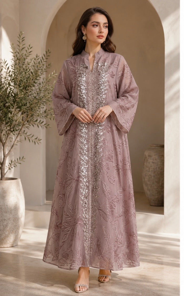 Laurel Whisper Abaya | Embroidered Sequin