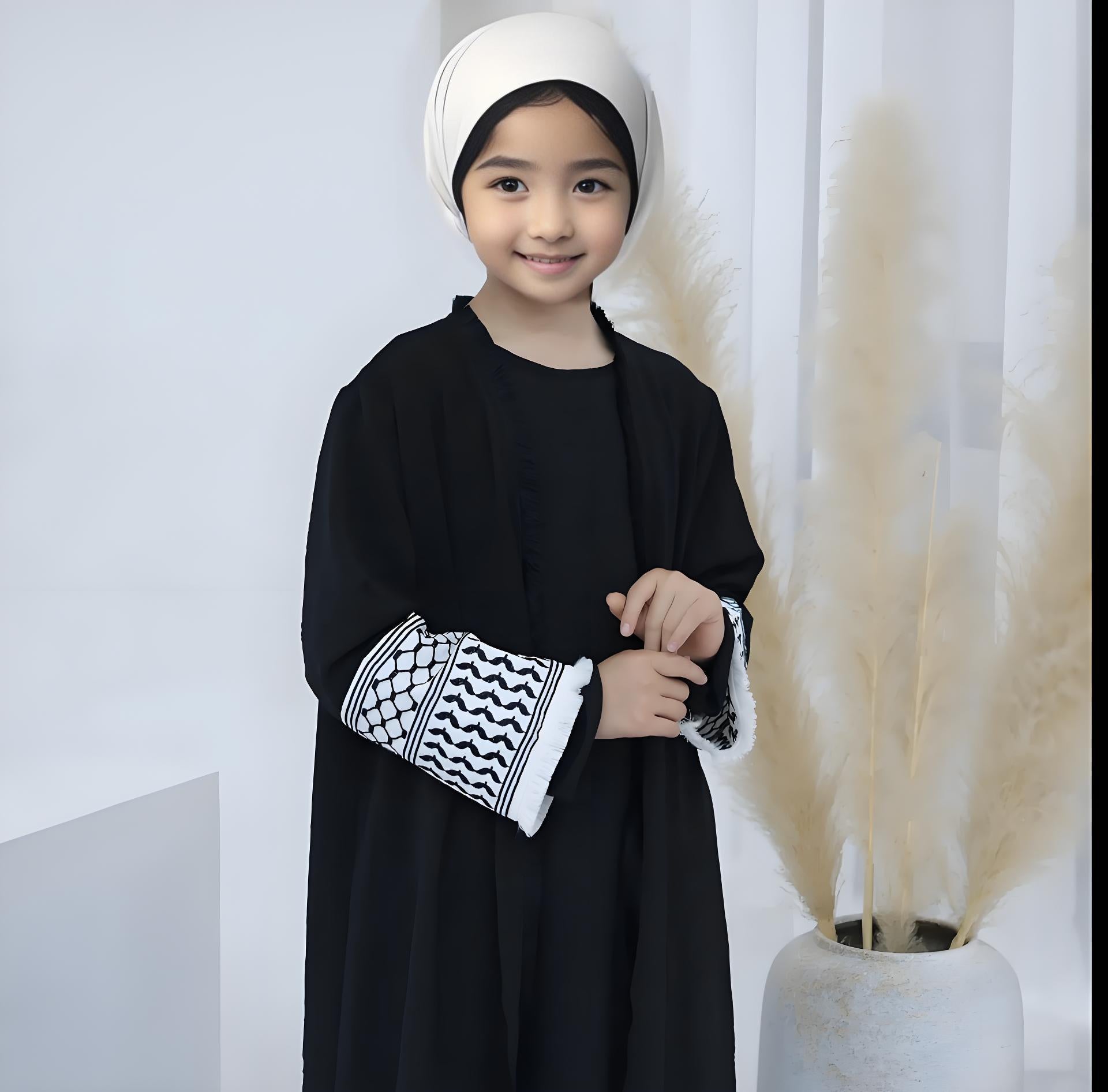 CH05 Embroidery Kimono Cardigan for Muslim Girls