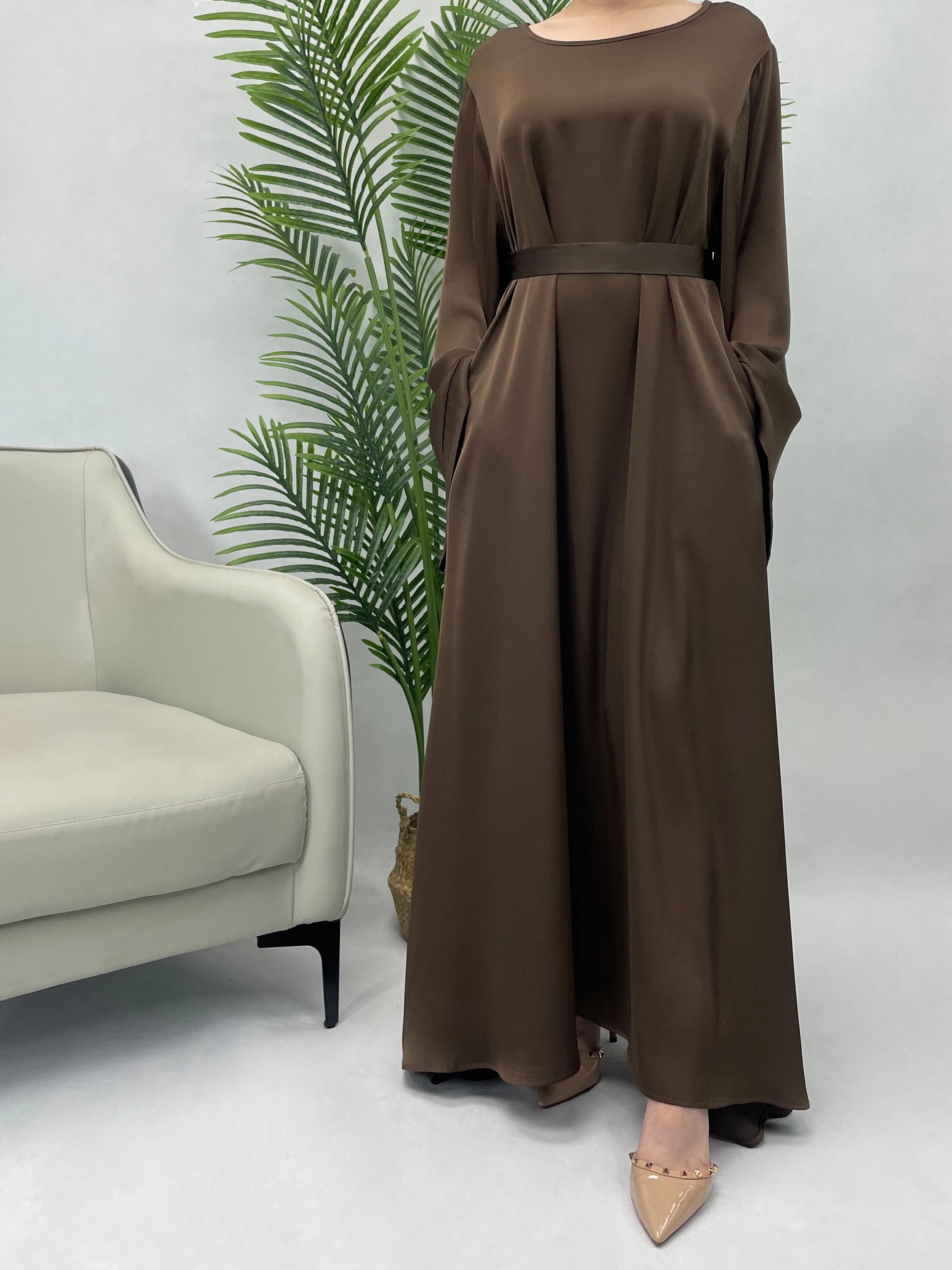 Satin Muse Abaya - Daily and Ramadan Modest Long Dress (D6)