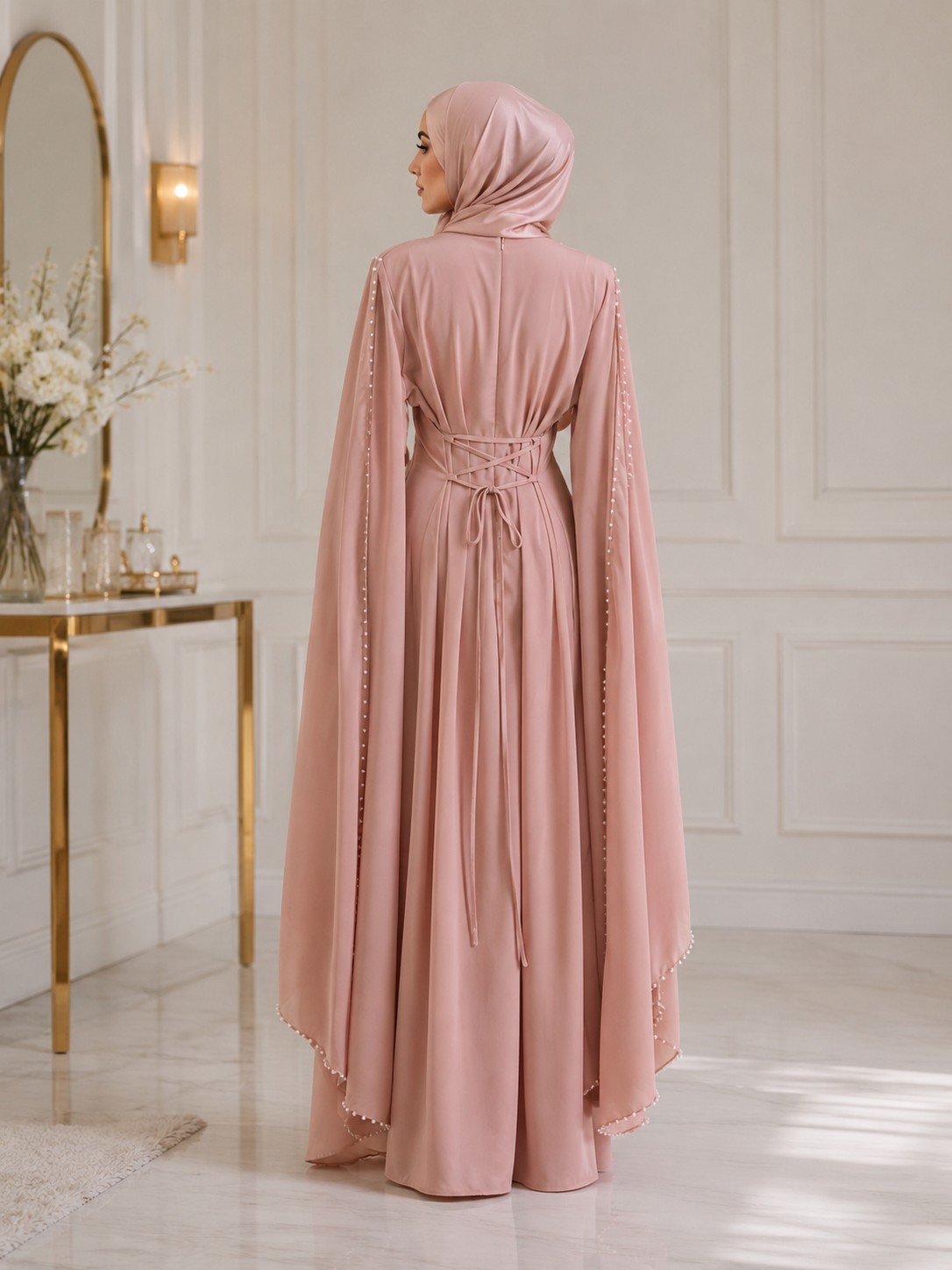 Mira Pearl Cape Abaya Set -Eid & Ramadan Modest Long Dress