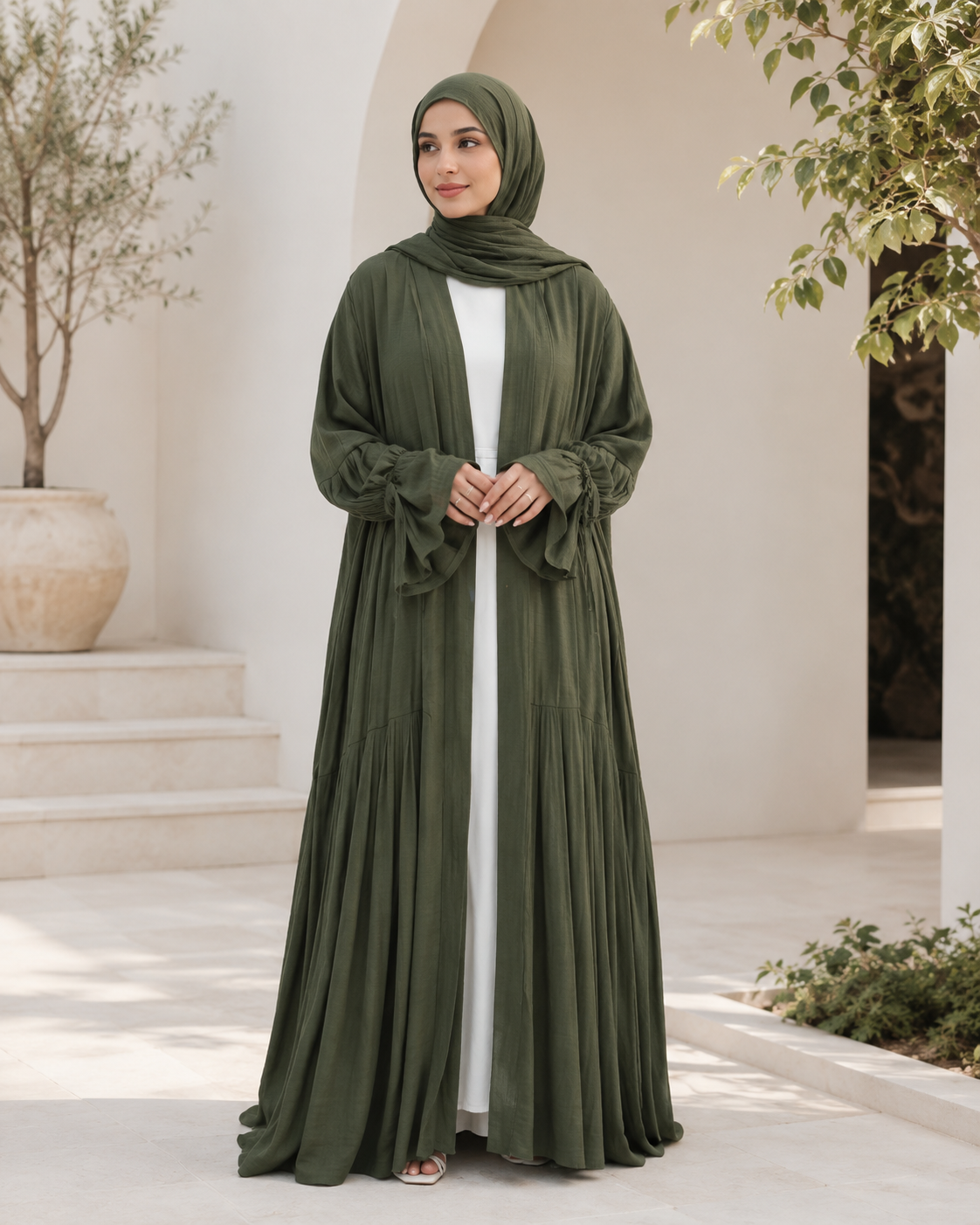 Ayla Flow 2-Piece Open Abaya Set