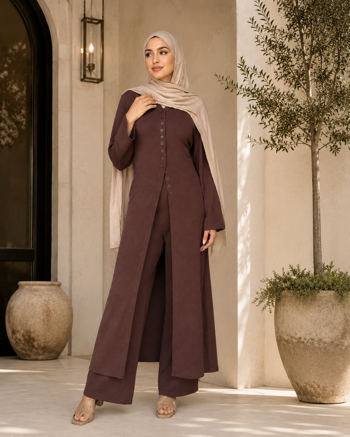 Veyra Button-Detail Modest Co-ord Set - Daily and Ramadan Modest outfit