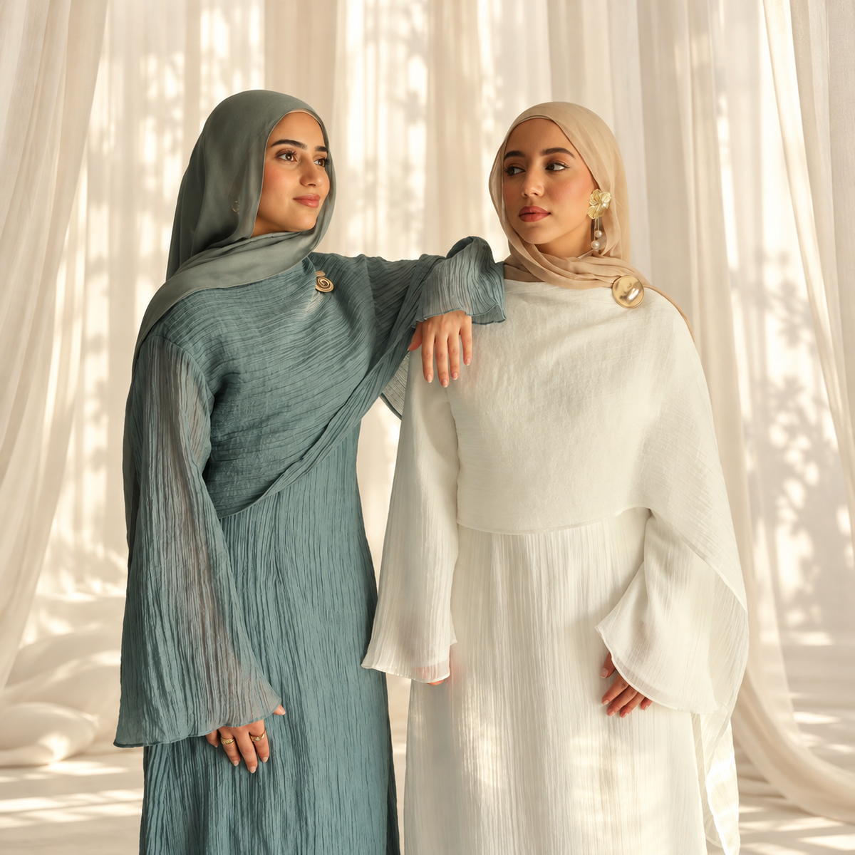 Lina Textured Abaya Set | 2-Piece