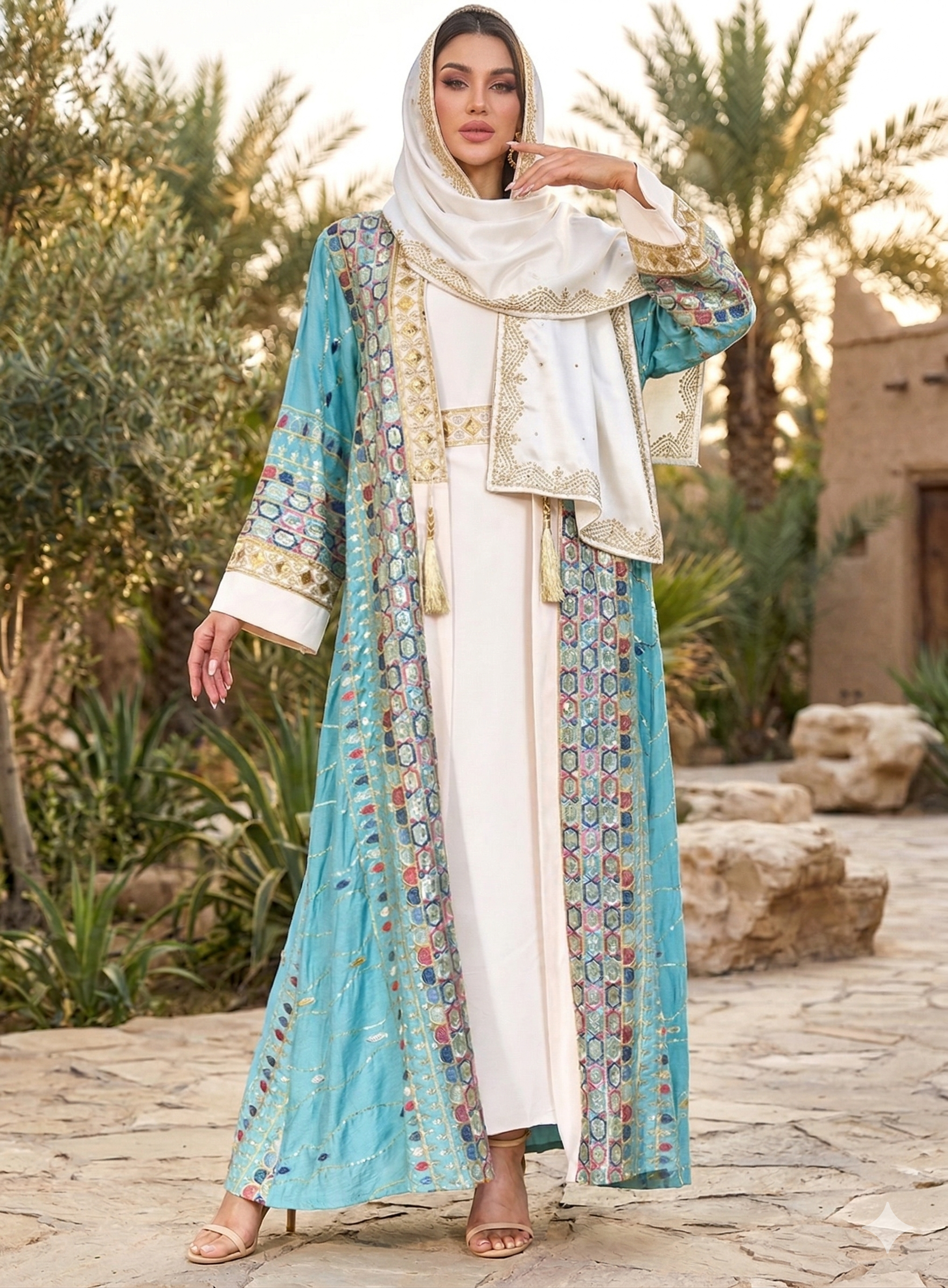 The Zahra Embellished Open Abaya – Multi-Color Collection (LX33)