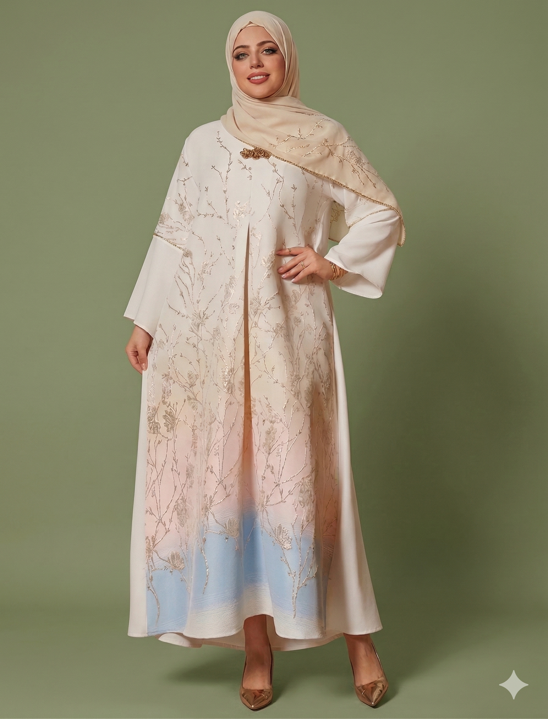Royal Bloom Abaya - Eid & Ramadan Modest Long Dress (K1)
