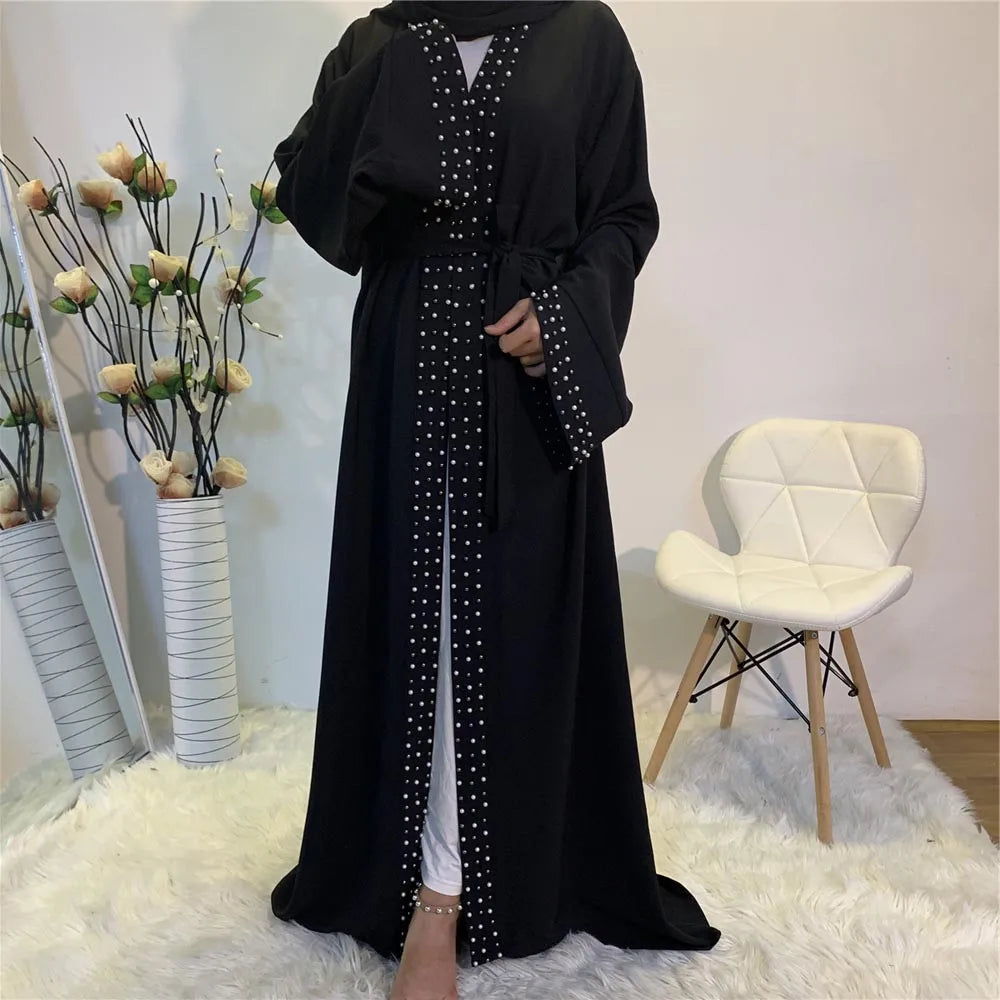 ABY007A Pearl-Embellished Luxe Abaya