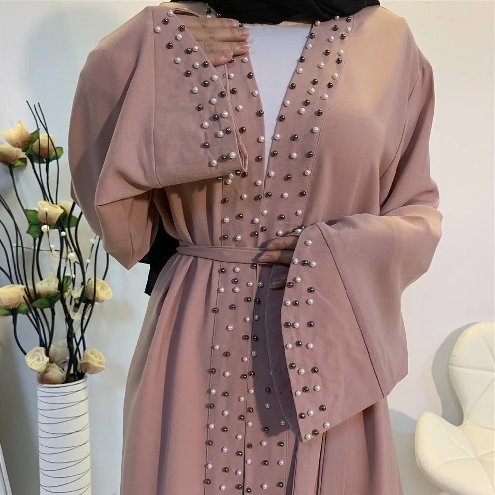 ABY007A Pearl-Embellished Luxe Abaya