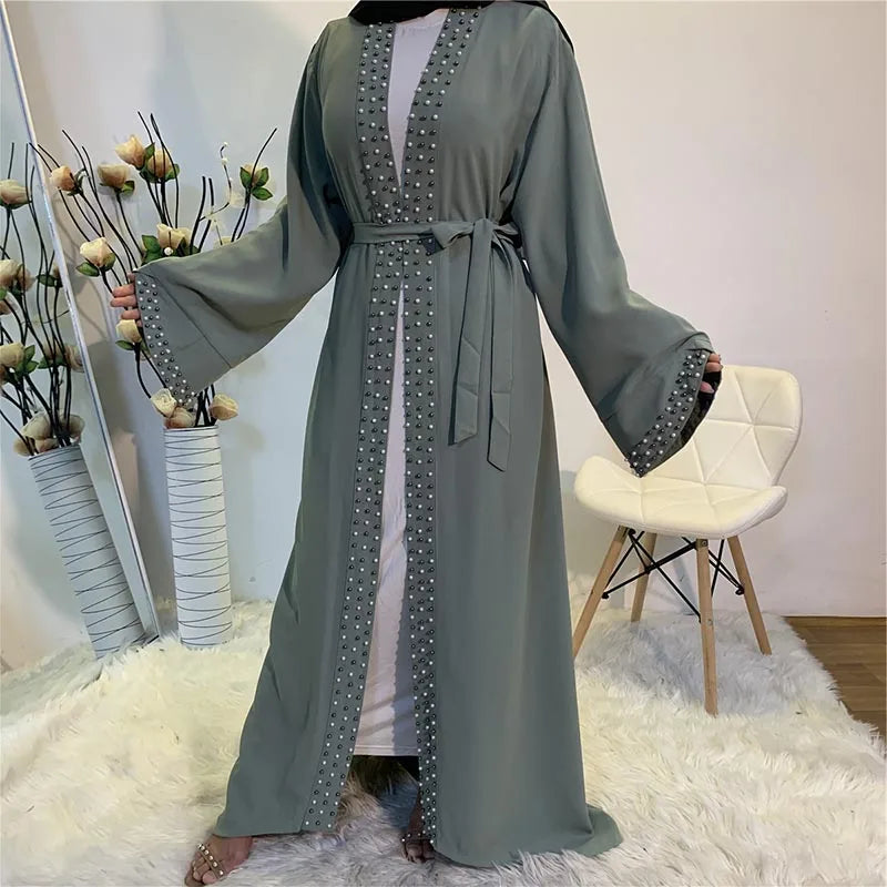 EG11 Eid abaya/ramadan abaya/ Eid dresses Pearl-Embellished Luxe Abaya