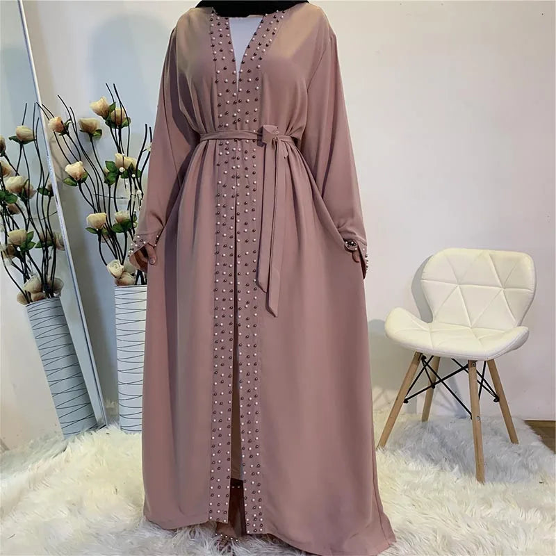 EG11 Eid abaya/ramadan abaya/ Eid dresses Pearl-Embellished Luxe Abaya