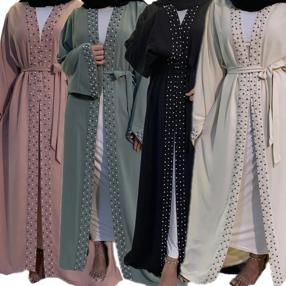 ABY007A Pearl-Embellished Luxe Abaya