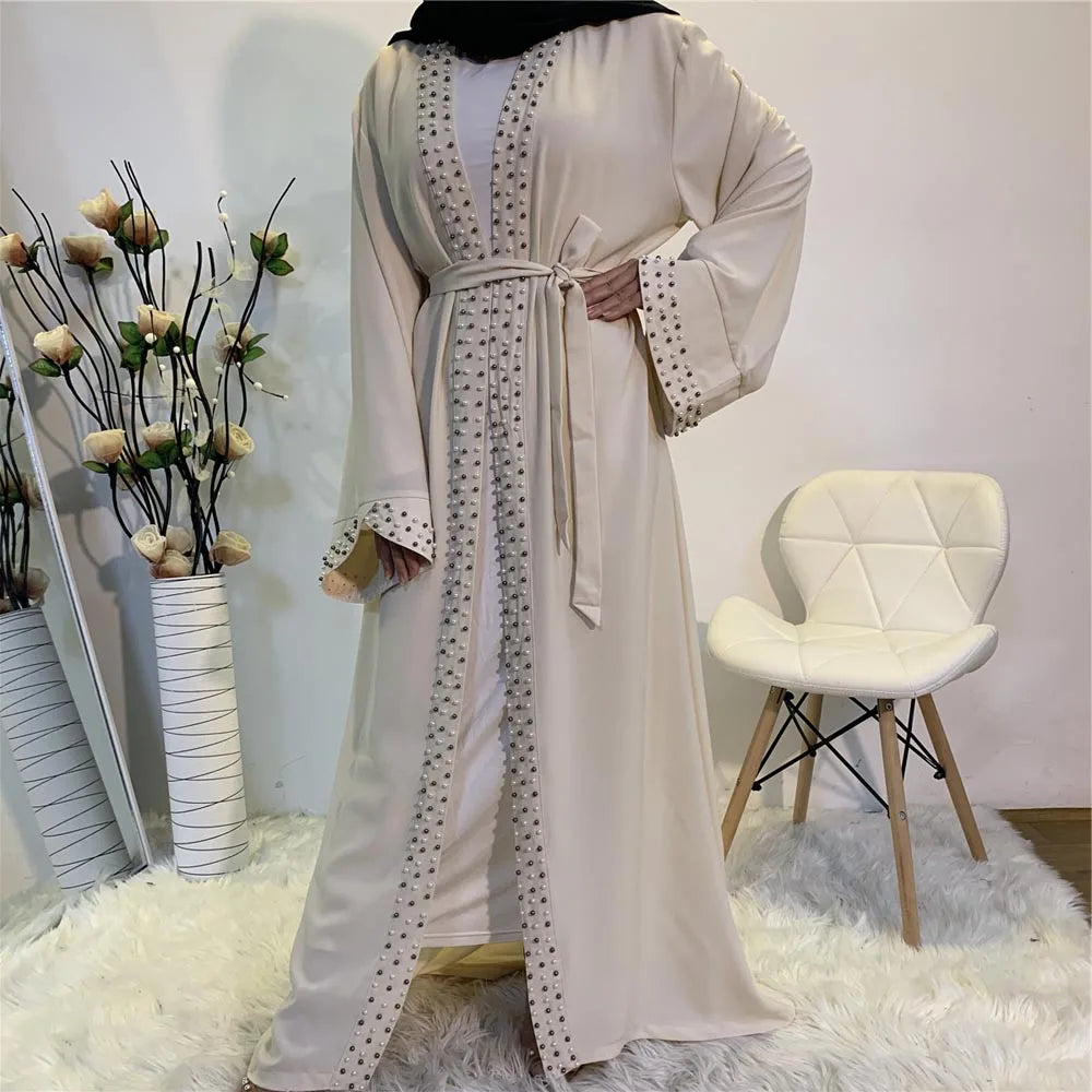 ABY007A Pearl-Embellished Luxe Abaya