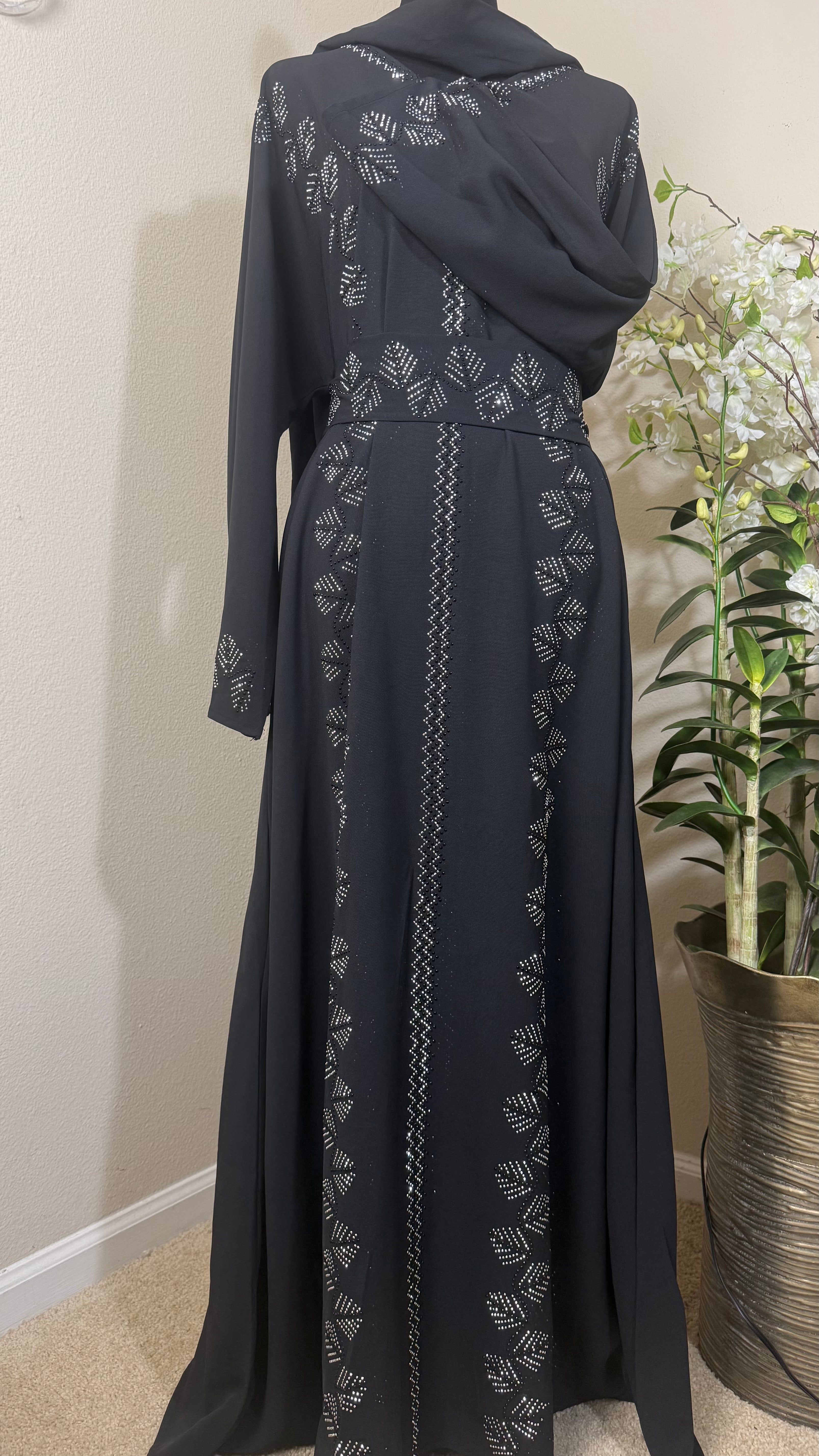 SPK10 Eid abaya/ramadan abaya/ Eid dresses Diamond Serenity Icy Leaves