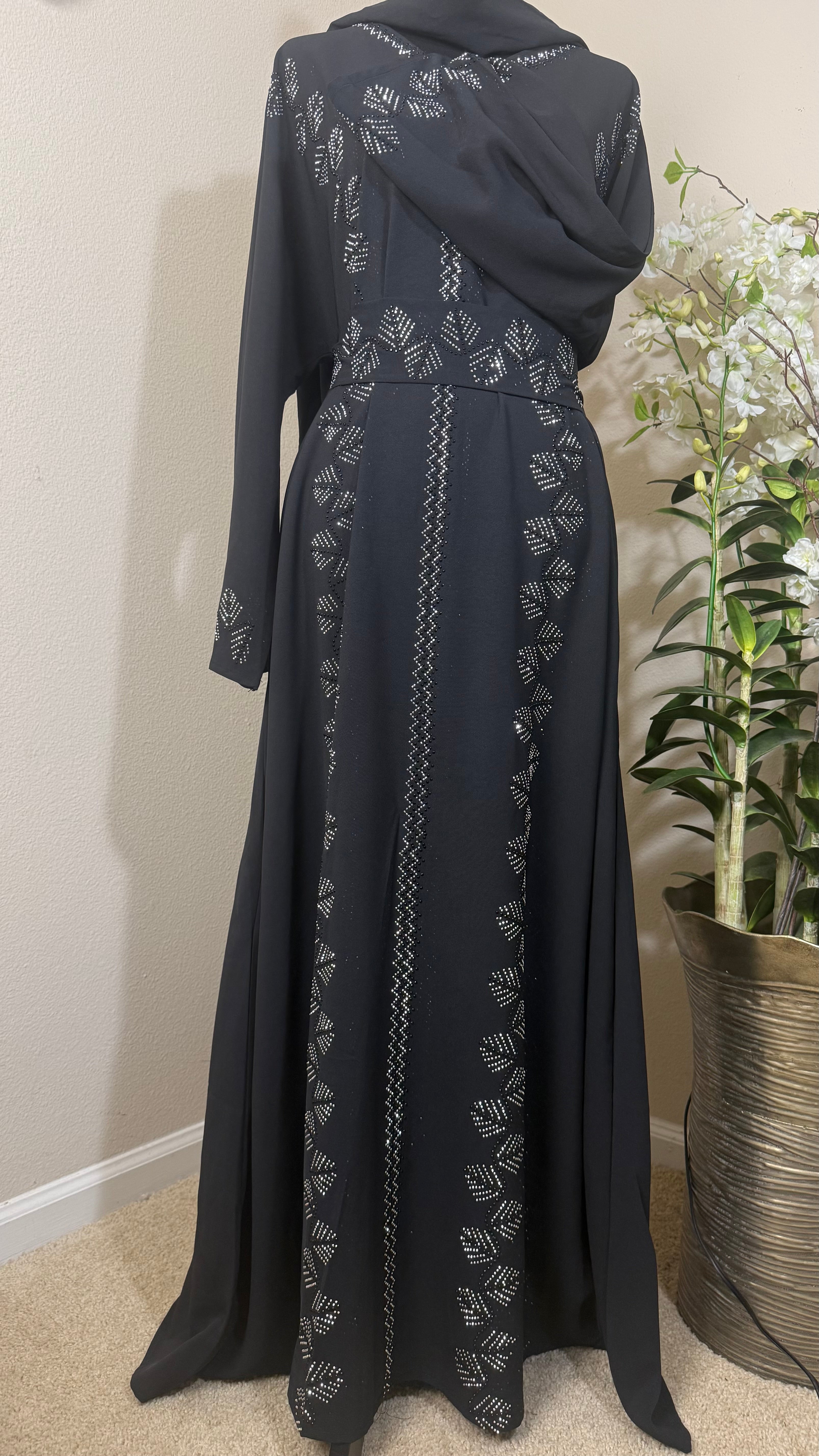 SPK10 Eid abaya/ramadan abaya/ Eid dresses Diamond Serenity Icy Leaves