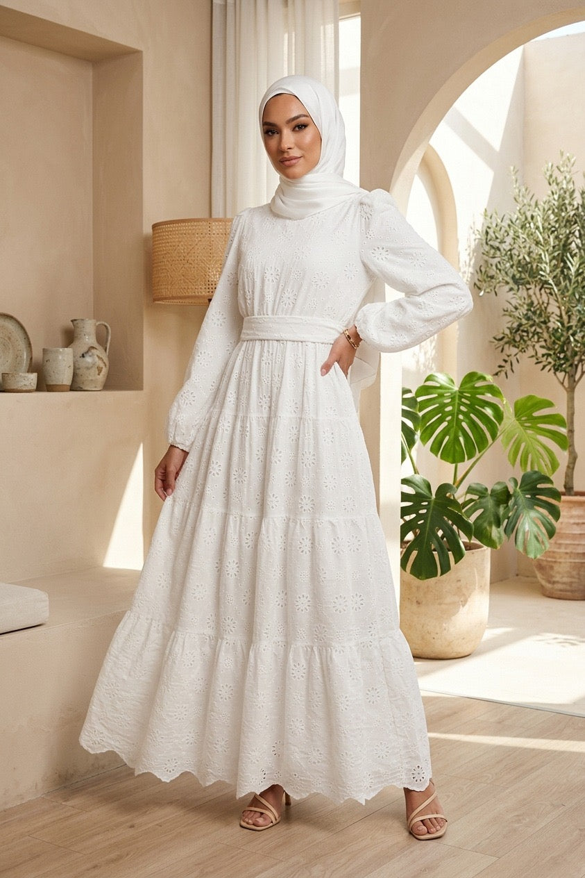 Jasmin 100% Cotton Eyelet Maxi Dress