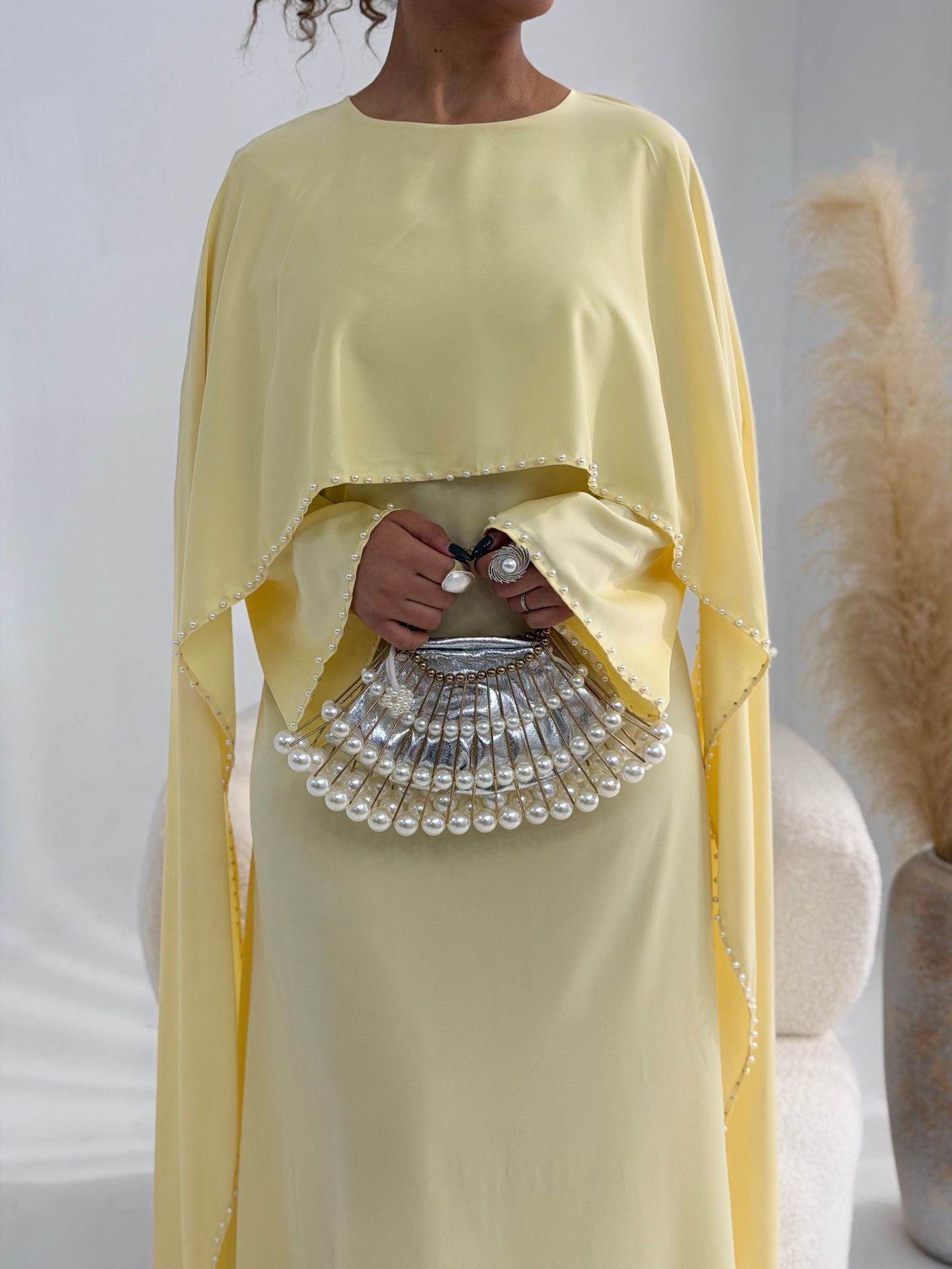 Mira Pearl Cape Abaya Set -Eid & Ramadan Modest Long Dress
