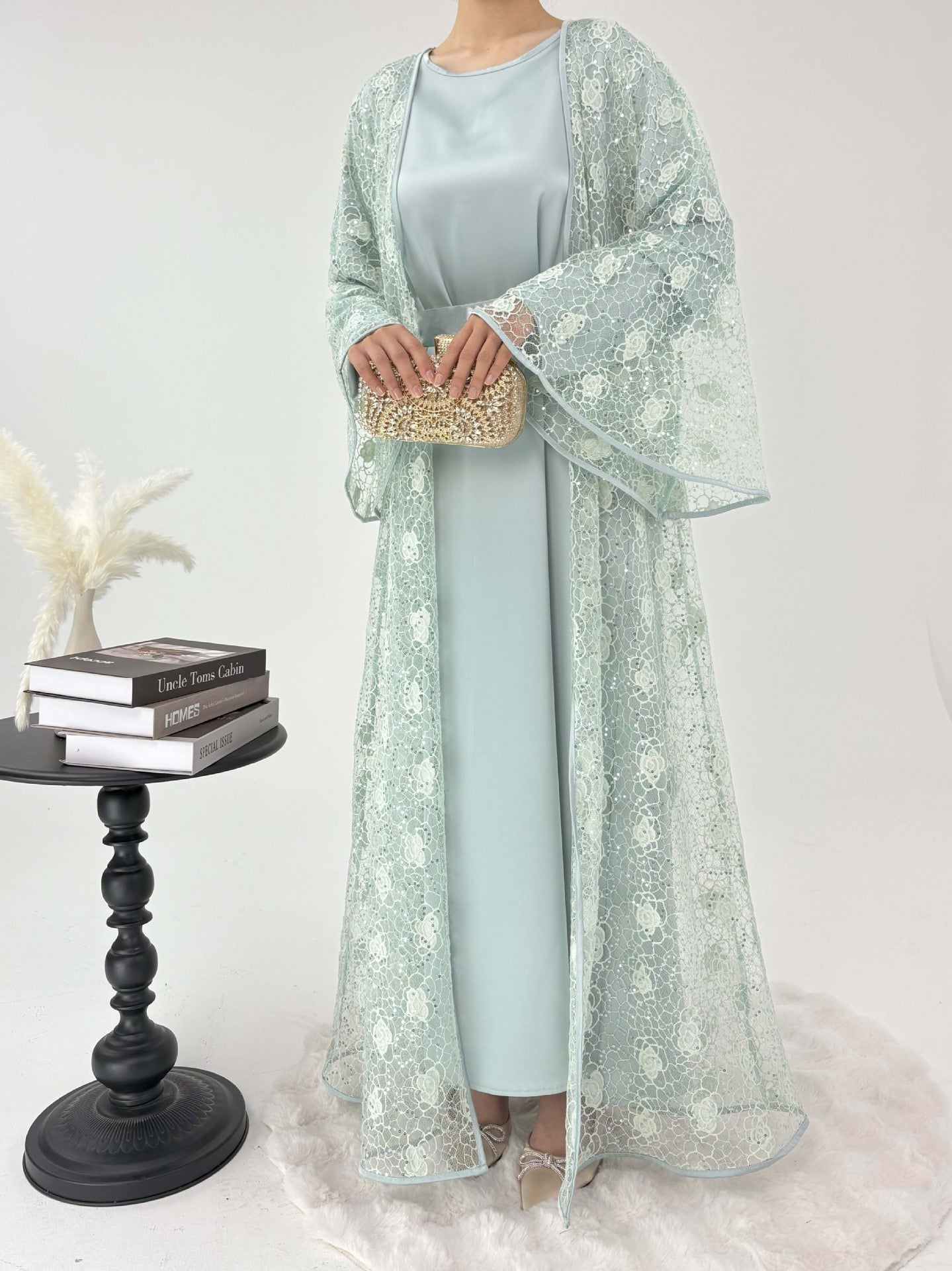 Lunaria Lace Abaya Set - Eid & Ramadan Modest Long Dress (LX03)