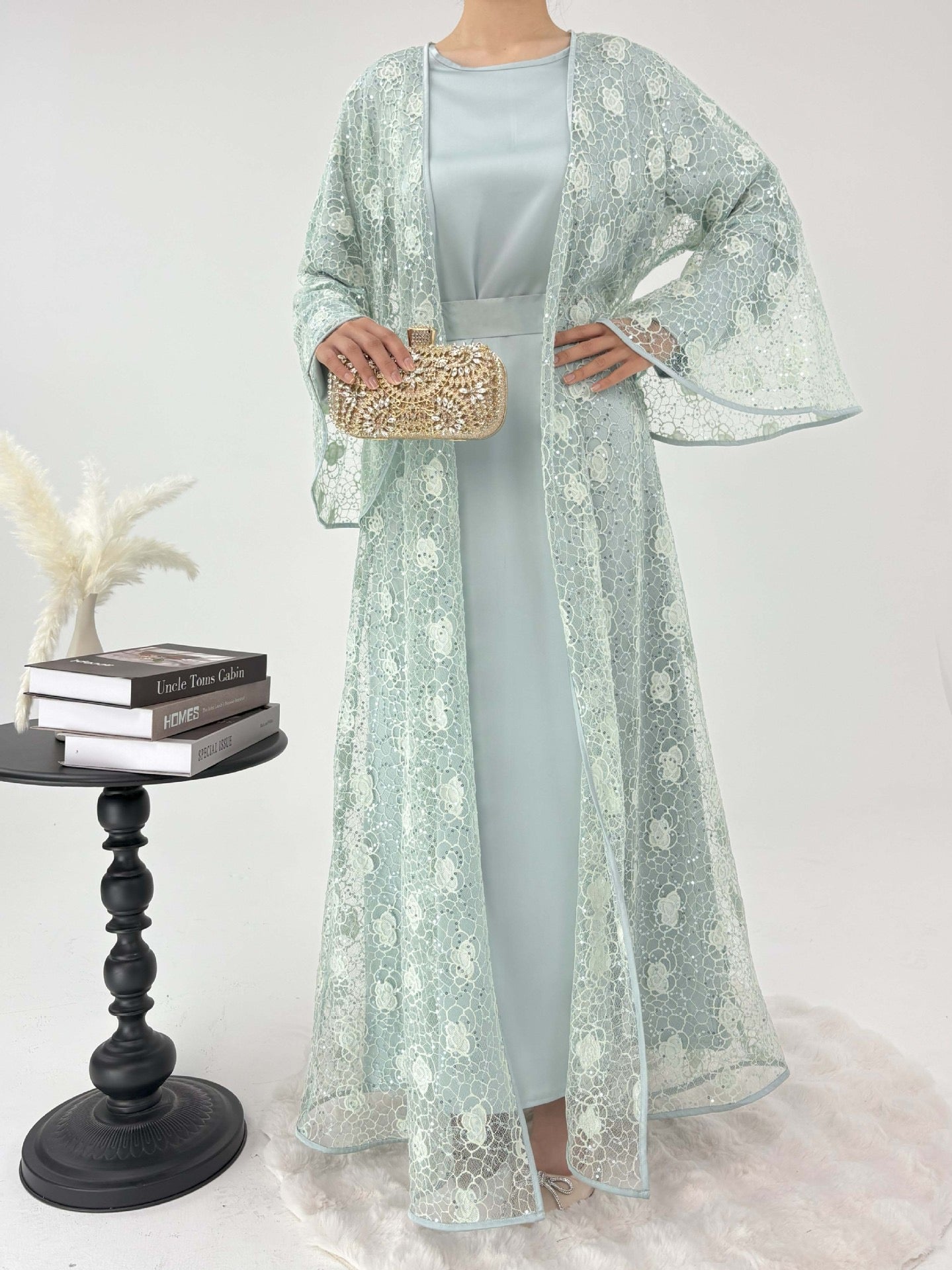 Lunaria Lace Abaya Set - Eid & Ramadan Modest Long Dress (LX03)